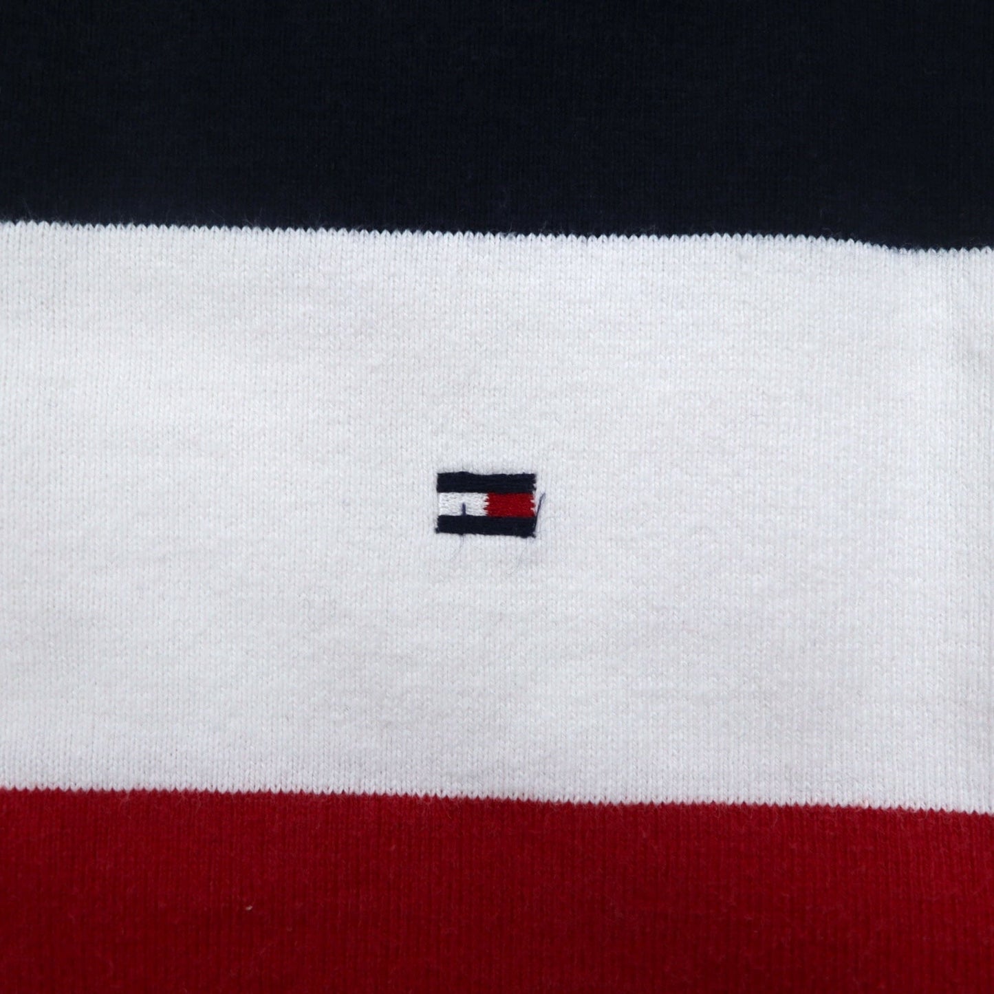 TOMMY HILFIGER Band Collar Rugby Shirt, Size M, Tricolor Striped, Henley Neck