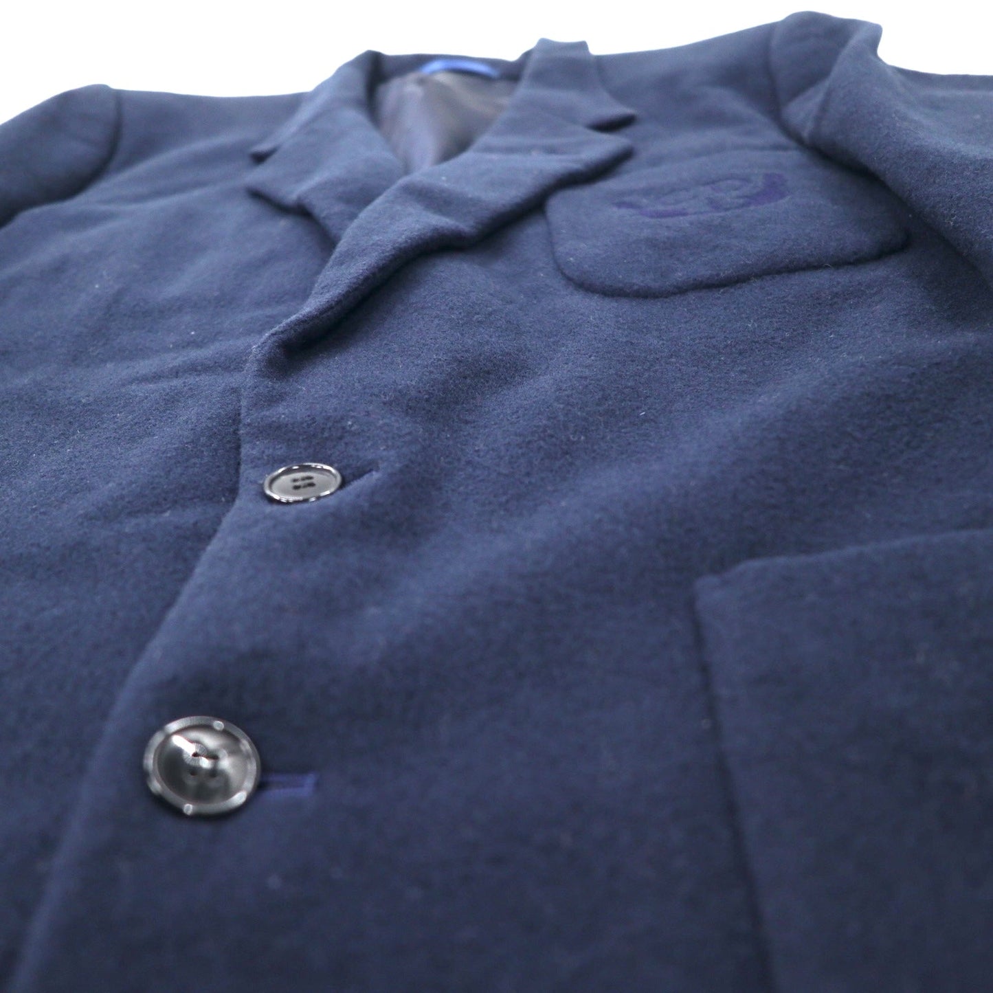 Christian Dior MONSIEUR Vintage 2B Tailored Jacket, Size L, Navy Lambswool, Single Logo Embroidery, Made in Japan