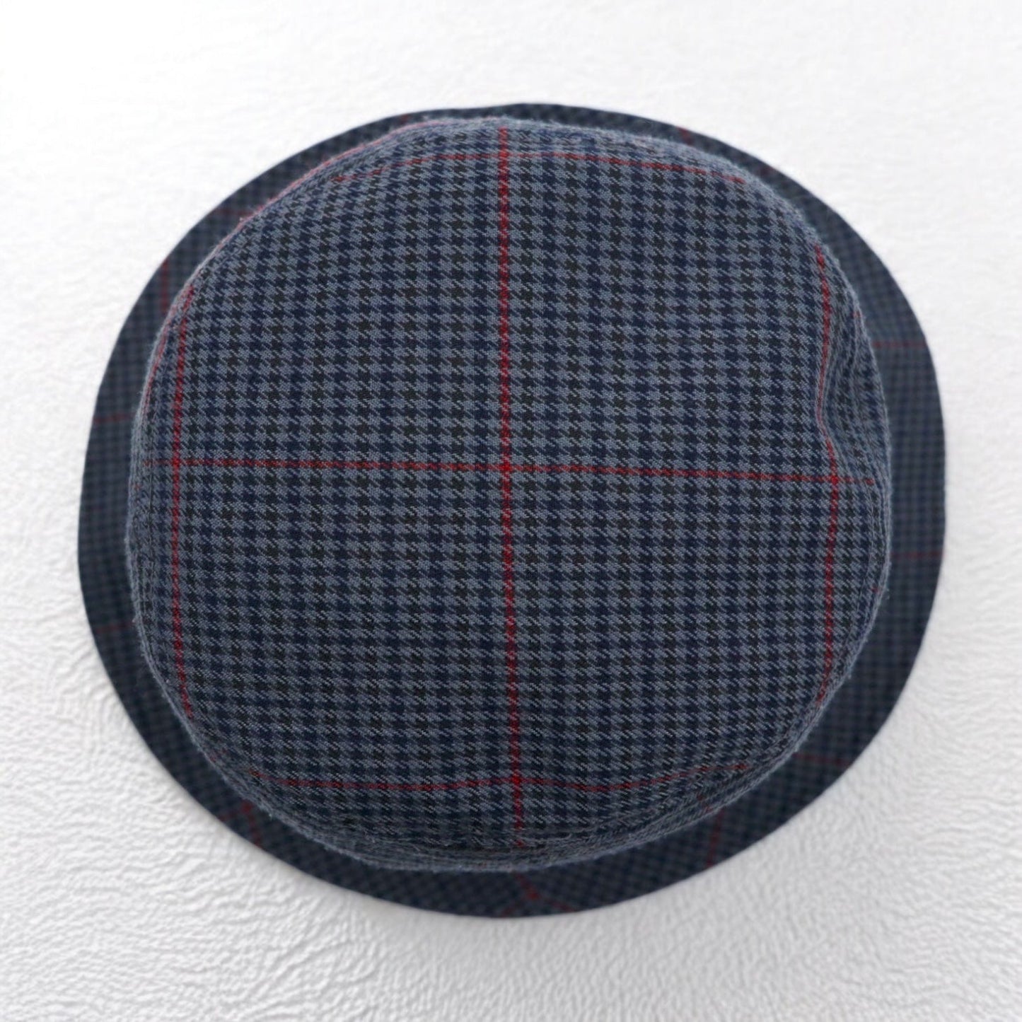 stussy バケットハット L/XL グレー 千鳥格子 チェック ストックロゴ 刺繍 Big Logo Check Bucket Hat