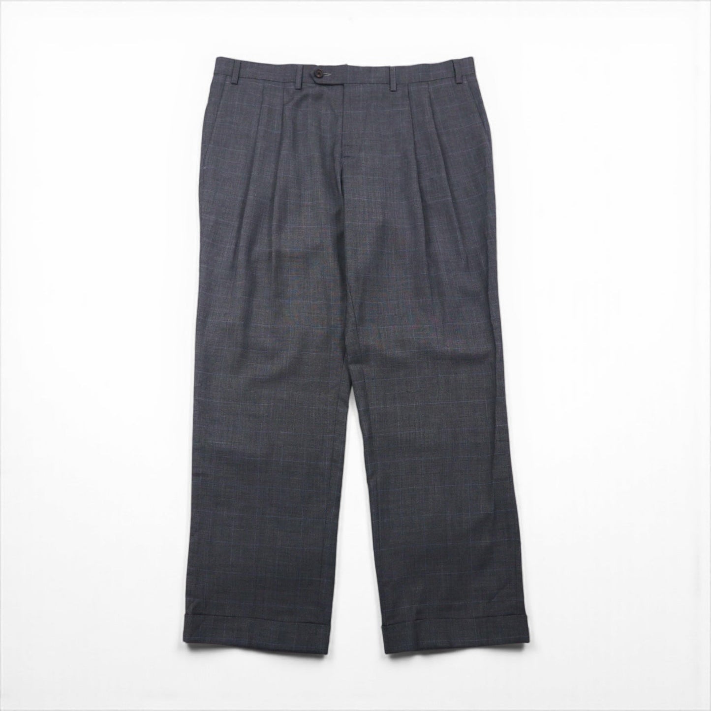 Ralph Lauren 90年代 2タック ワイド スラックス パンツ L グレー チェック ウォッシャブル プリーツ