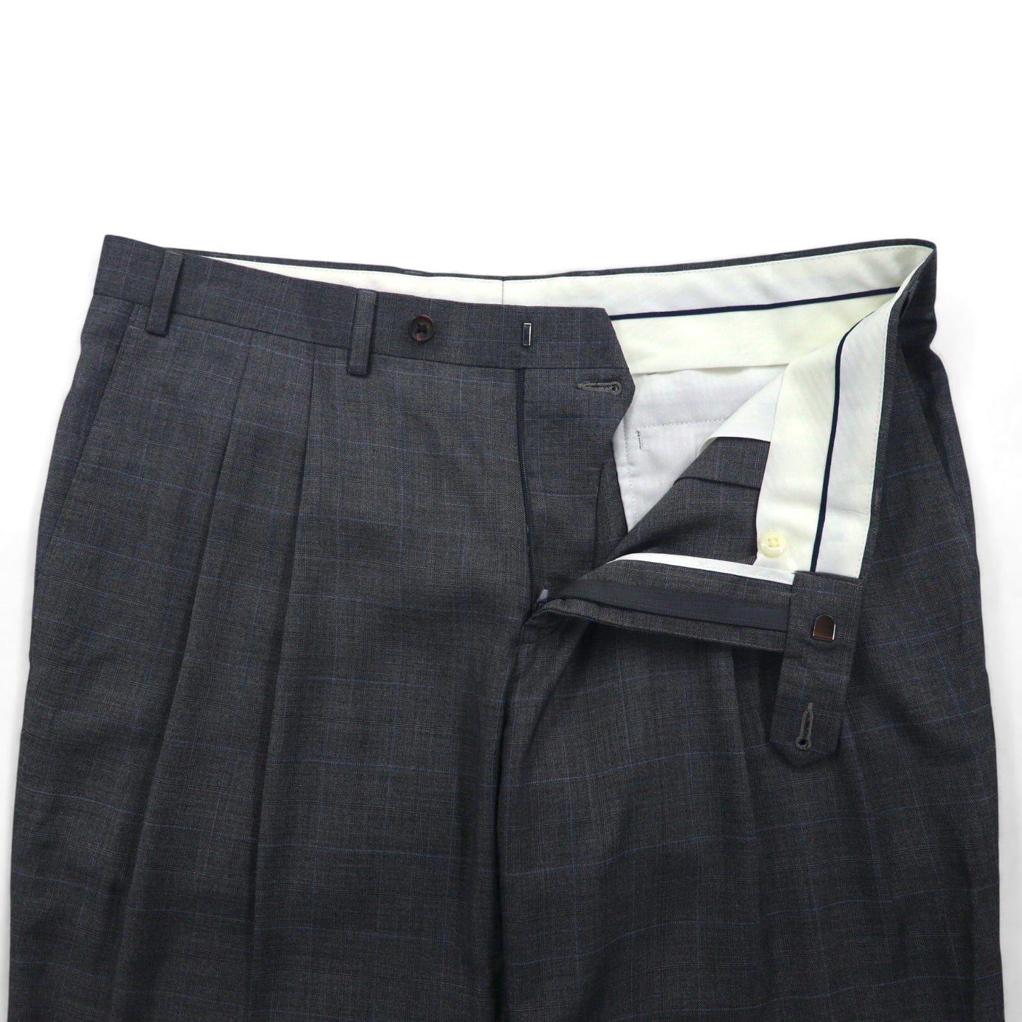 Ralph Lauren 90年代 2タック ワイド スラックス パンツ L グレー チェック ウォッシャブル プリーツ