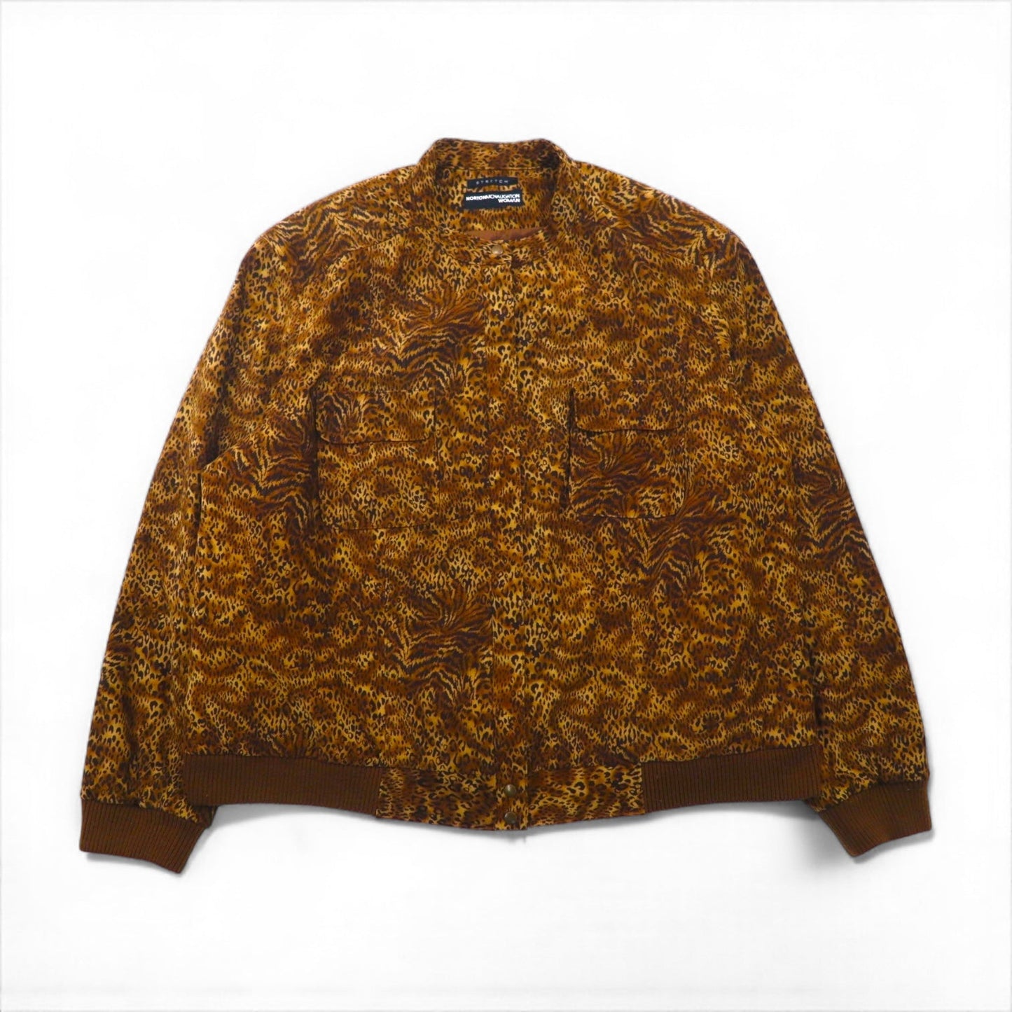 Vintage Leopard Jacket レオパード ジップアップ ブルゾン XL ストレッチ Norton McNaughton