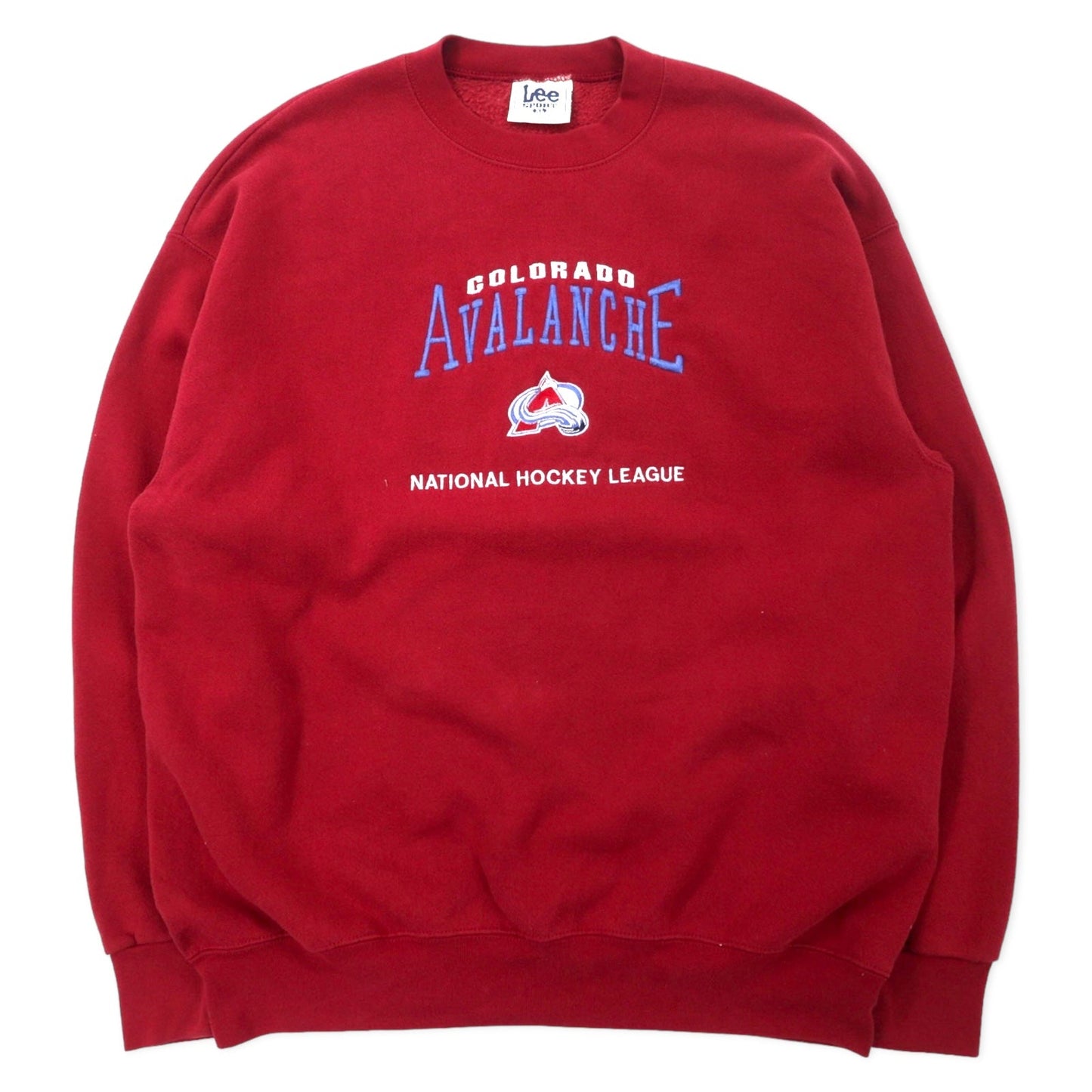 Lee SPORT USA 90s NHL Embroidered Sweatshirt, XL, Red Cotton, COLORADO AVALANCHE, Oversized