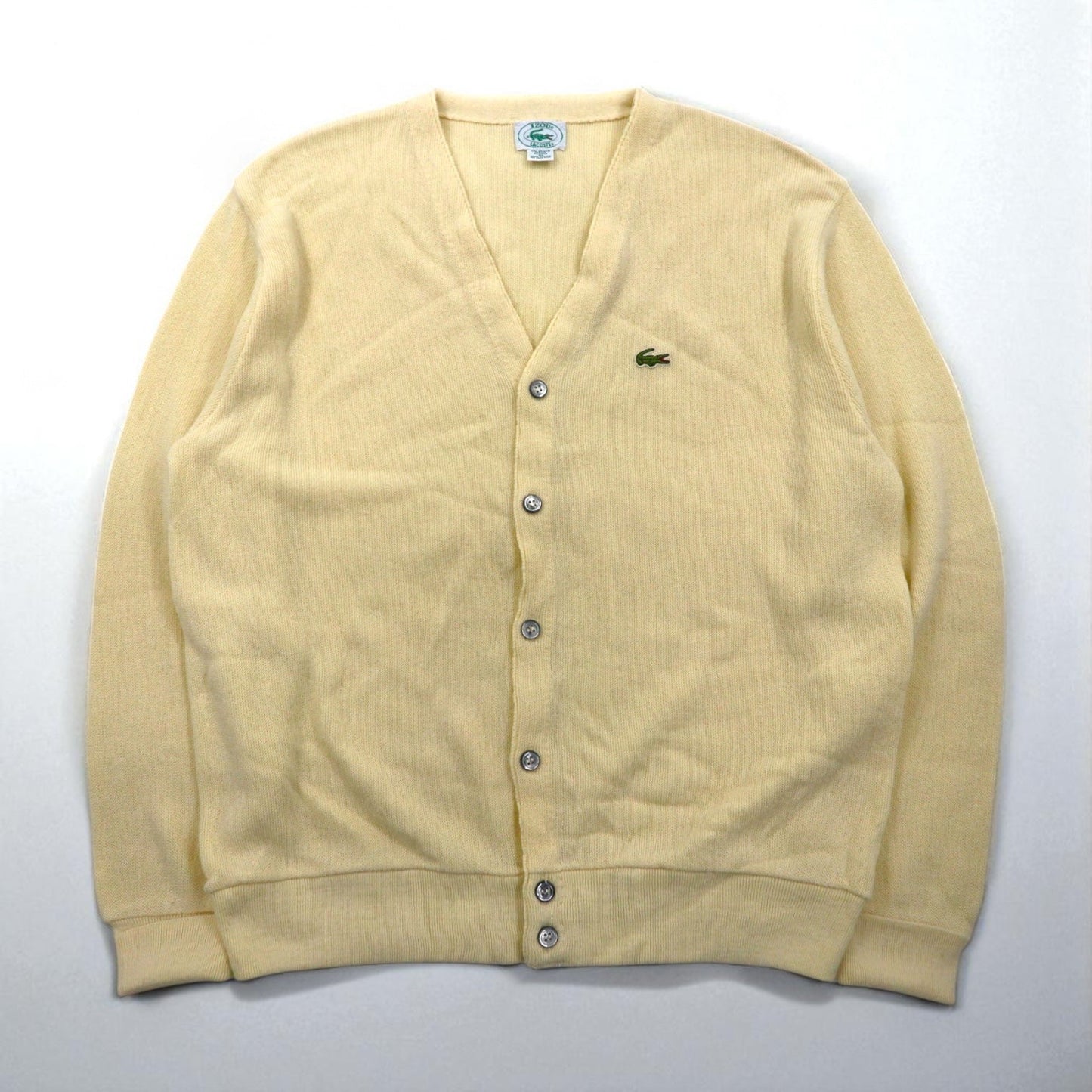 IZOD LACOSTE 80年代 USA製 Vネック ニット カーディガン XL アクリル ワンポイントロゴ