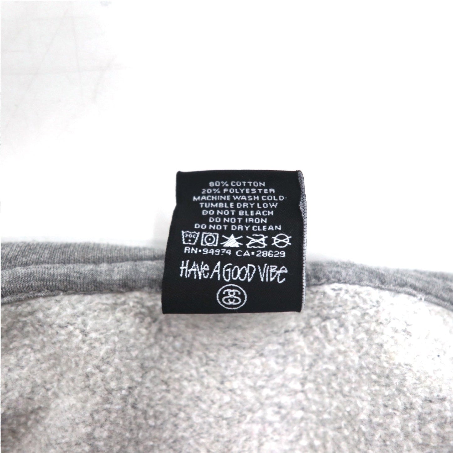 STUSSY 00年代 USA製 フルジップパーカー L グレー YESTERDAY TODAY TOMORROW バックロゴプリント