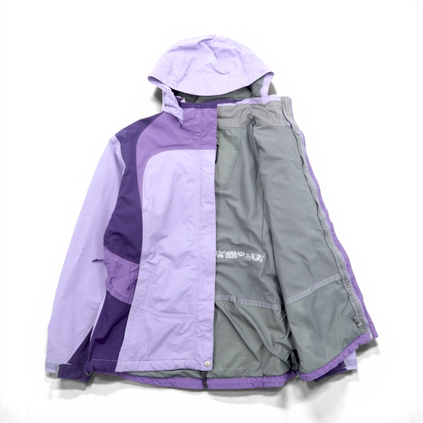 THE NORTH FACE Waterproof HYVENT Mountain Parka, Large, Purple, with Drawcord, Double Zip, and Zip-in-Zip