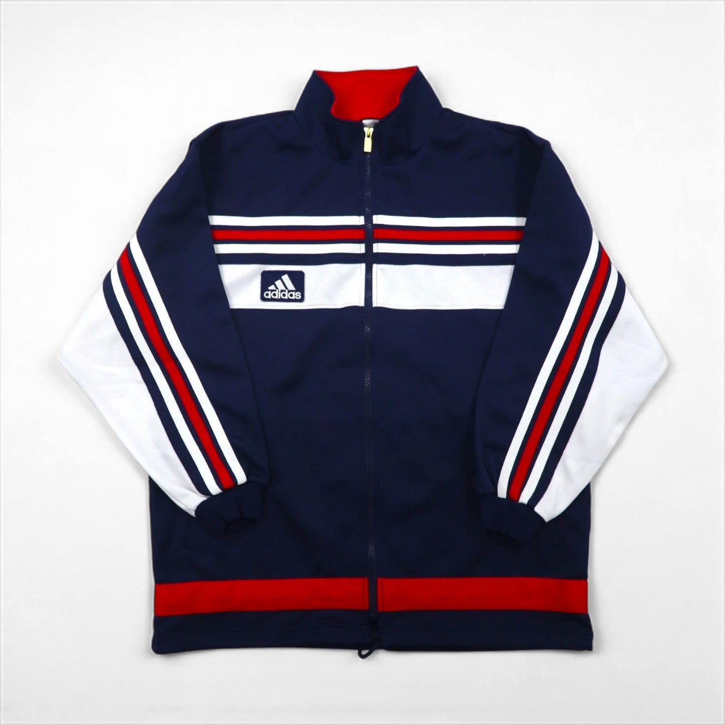 adidas 90年代 デサント社製 トラック ジャージ セットアップ M スタンドカラー 裾ジップ スリット