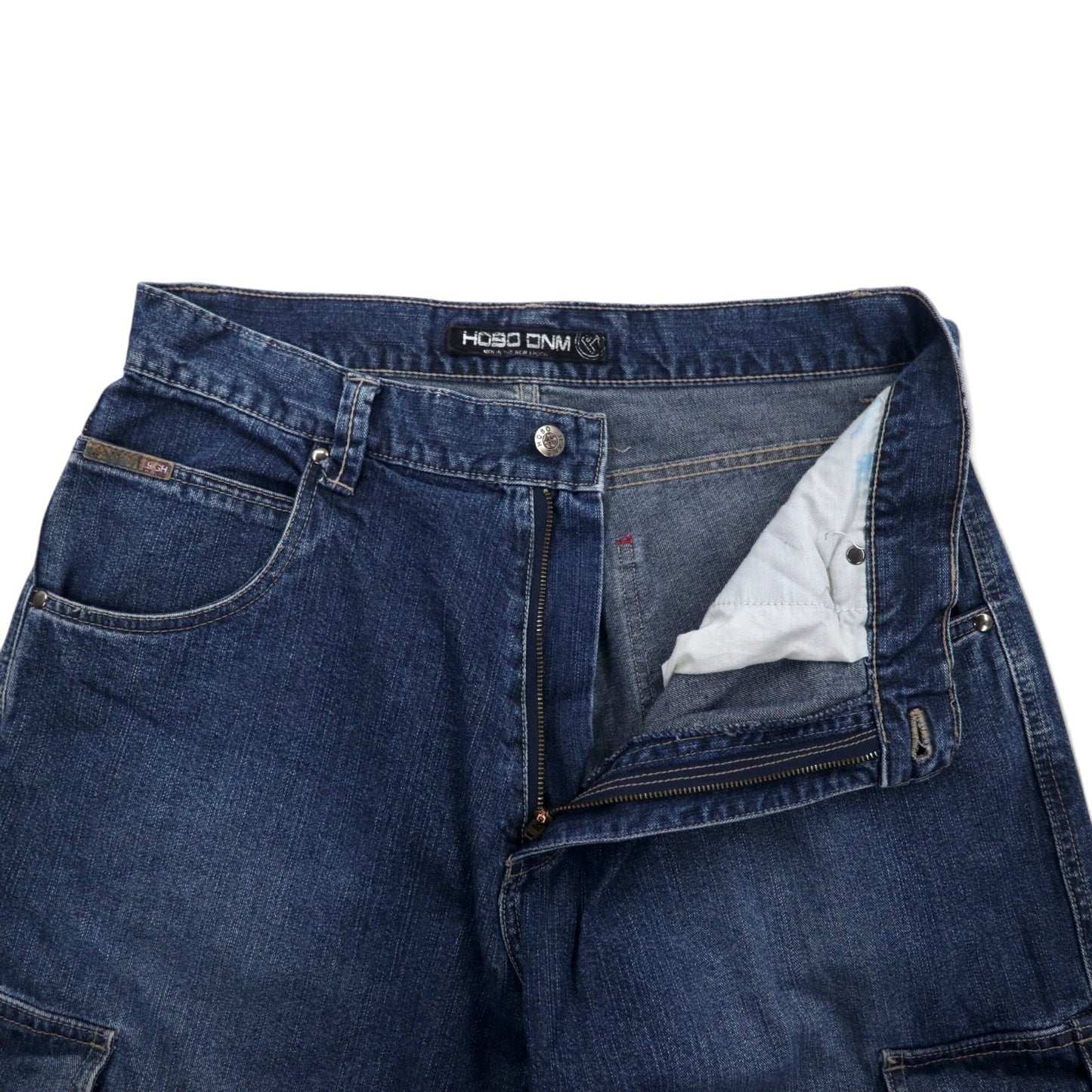 HOBO DNM 90s Baggy Wide Denim Cargo Pants, Size 86, Blue, Cotton