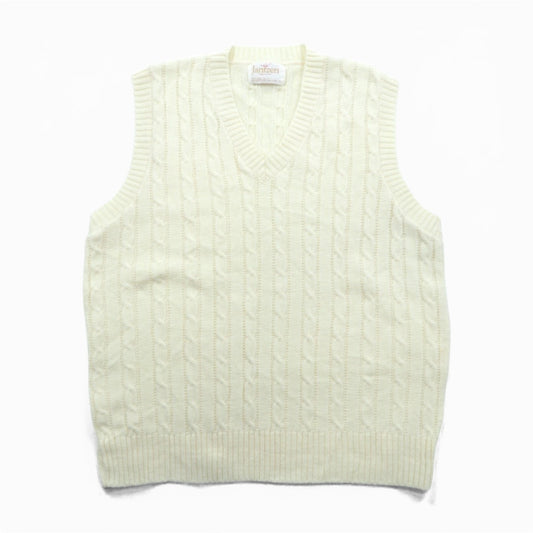90s USA Vintage Fisherman Knit Vest JANTZEN アランニット ベスト XL ホワイト フィッシャーマン ケーブル編み 90年代 USA製