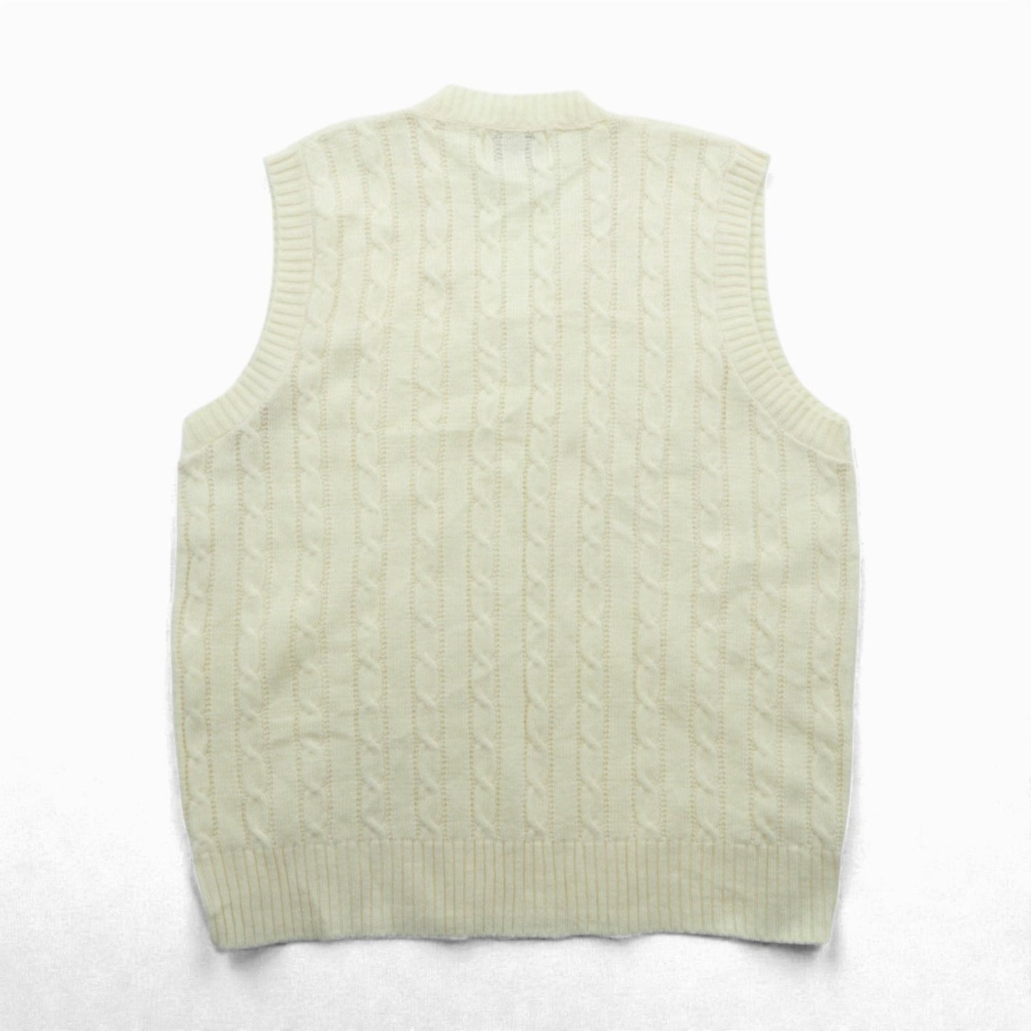 90s USA Vintage Fisherman Knit Vest JANTZEN アランニット ベスト XL ホワイト フィッシャーマン ケーブル編み 90年代 USA製