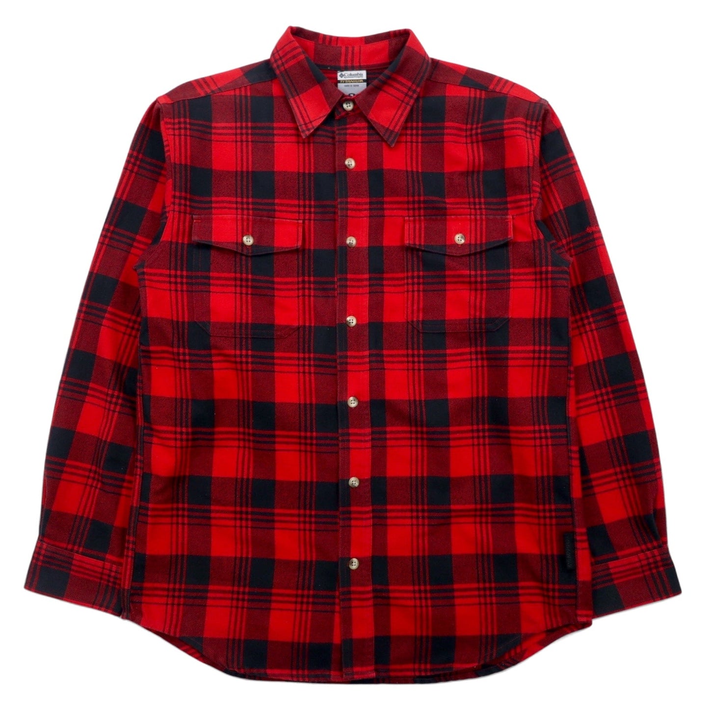 Columbia Titanium Flannel Work Shirt, Size M, Red, Black, Cotton
