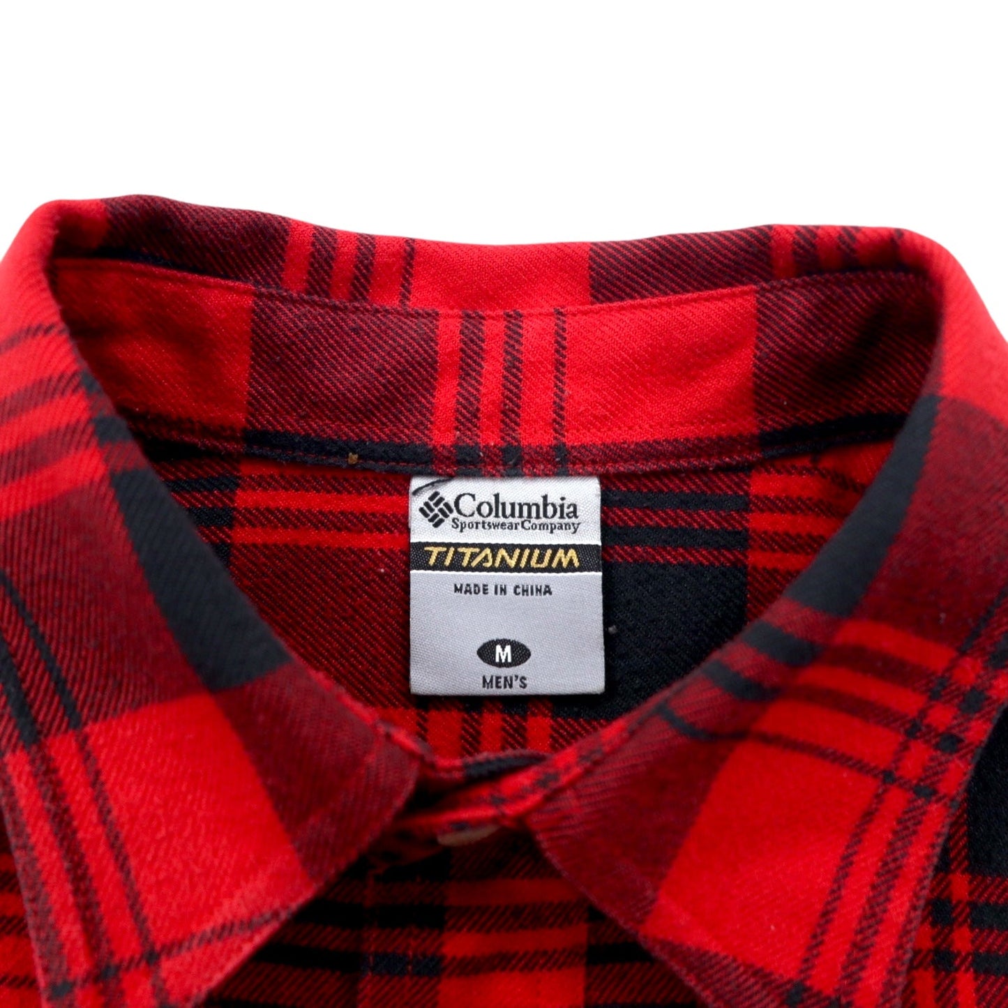 Columbia Titanium Flannel Work Shirt, Size M, Red, Black, Cotton