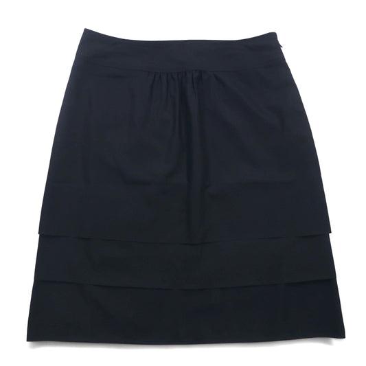 BURBERRY Layered Skirt, Size L, Black, Wool and Polyester, Made in Japan