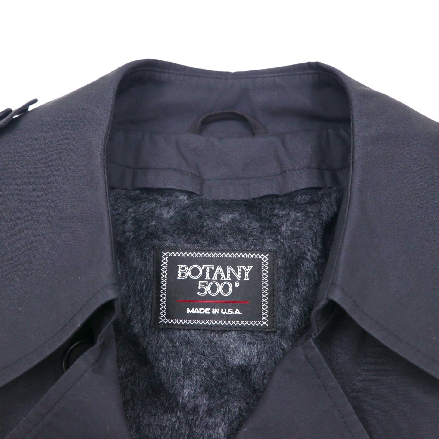 BOTANY500 80年代 USA製 ダブル トレンチコート XL ブラック ベルト付 ライナー着脱 エポレット