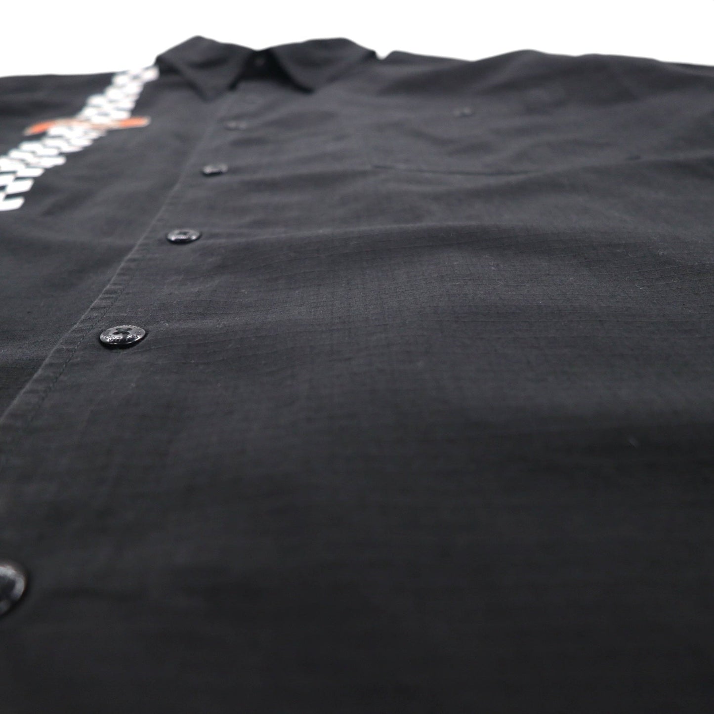 HARLEY DAVIDSON チェッカーフラッグ レーシングシャツ 2XL ブラック ロゴワッペン 胸ポケット