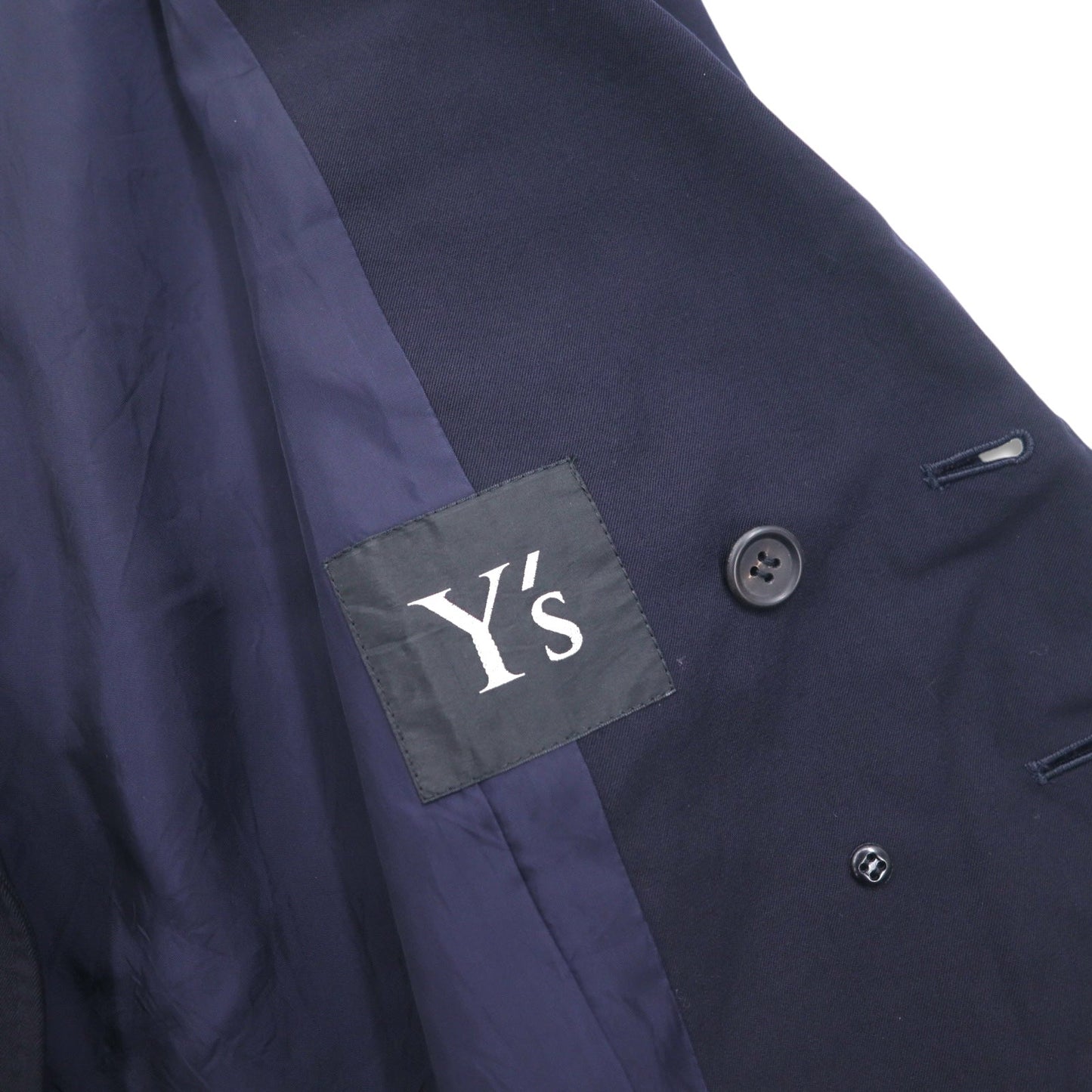 Y's 90s Double-Breasted Tailored Jacket/Blazer, Navy Gabardine, Size S, YT-J06_100, Made in Japan