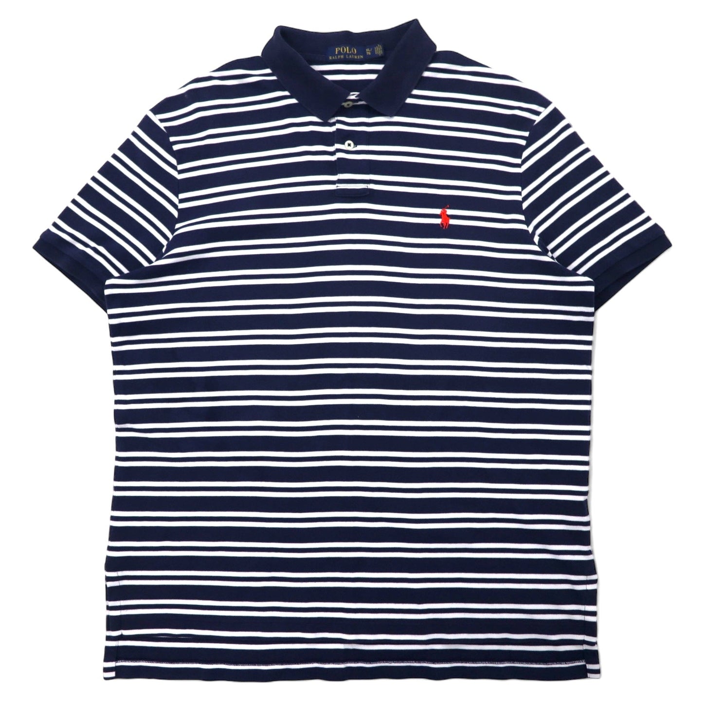 POLO RALPH LAUREN Striped Polo Shirt, XL, Navy and White Cotton, Small Pony Embroidery
