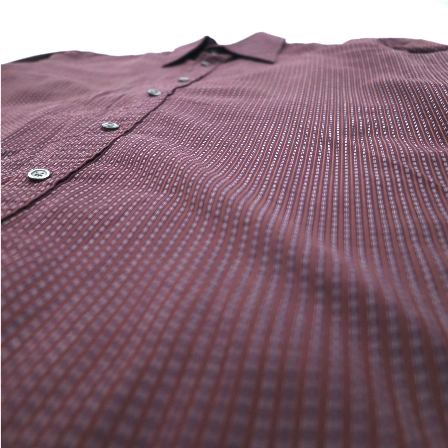 HUGO BOSS ドレスシャツ L ボルドー コットン 小紋柄