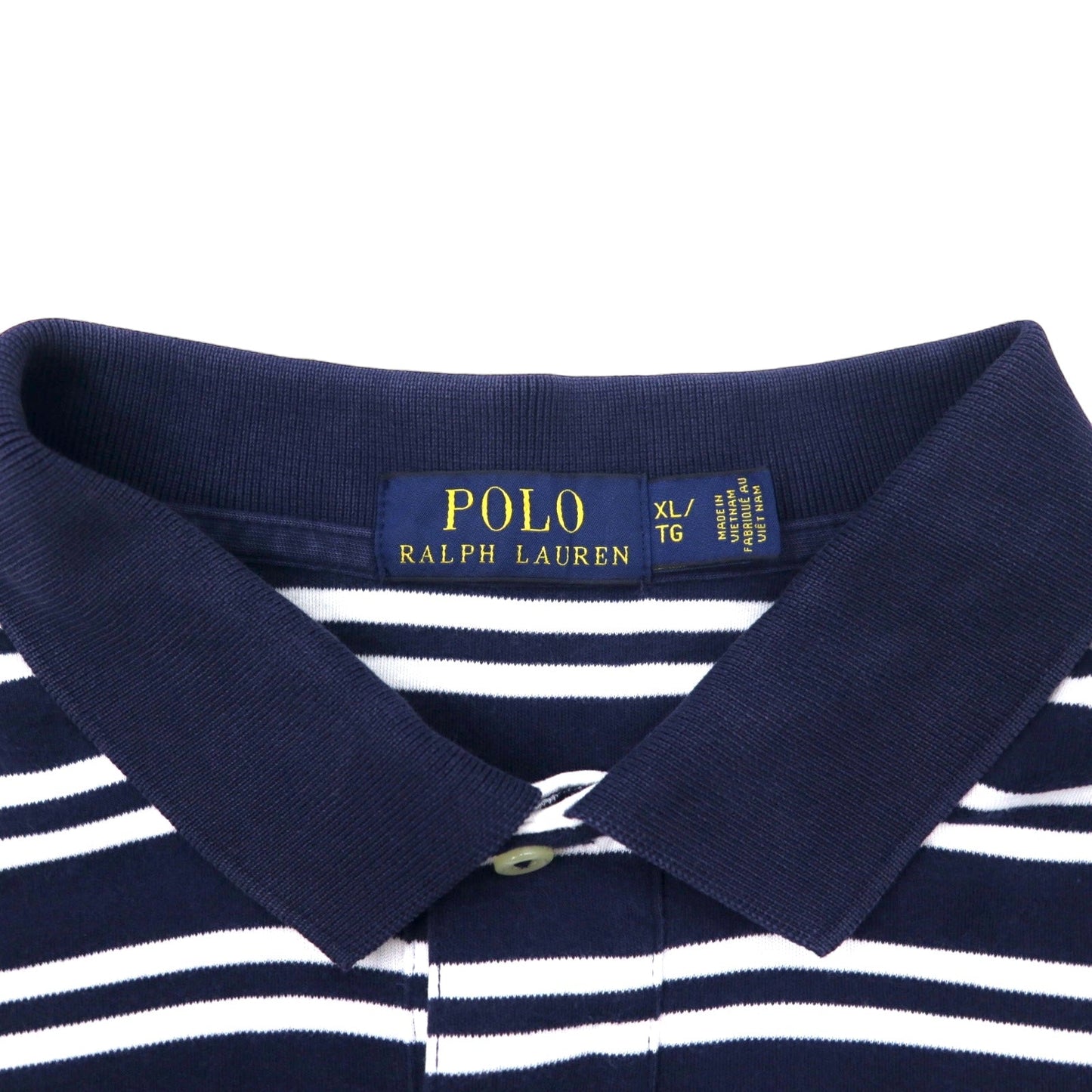 POLO RALPH LAUREN Striped Polo Shirt, XL, Navy and White Cotton, Small Pony Embroidery