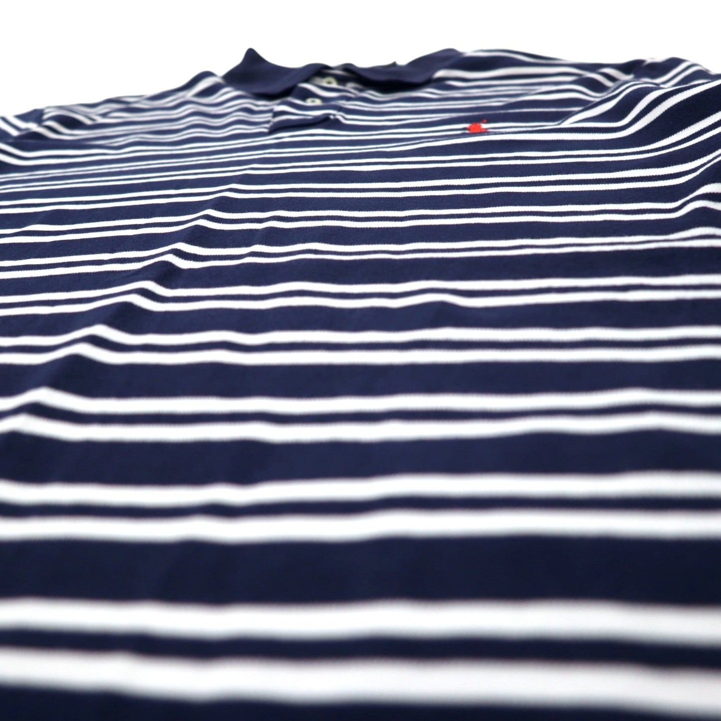 POLO RALPH LAUREN Striped Polo Shirt, XL, Navy and White Cotton, Small Pony Embroidery
