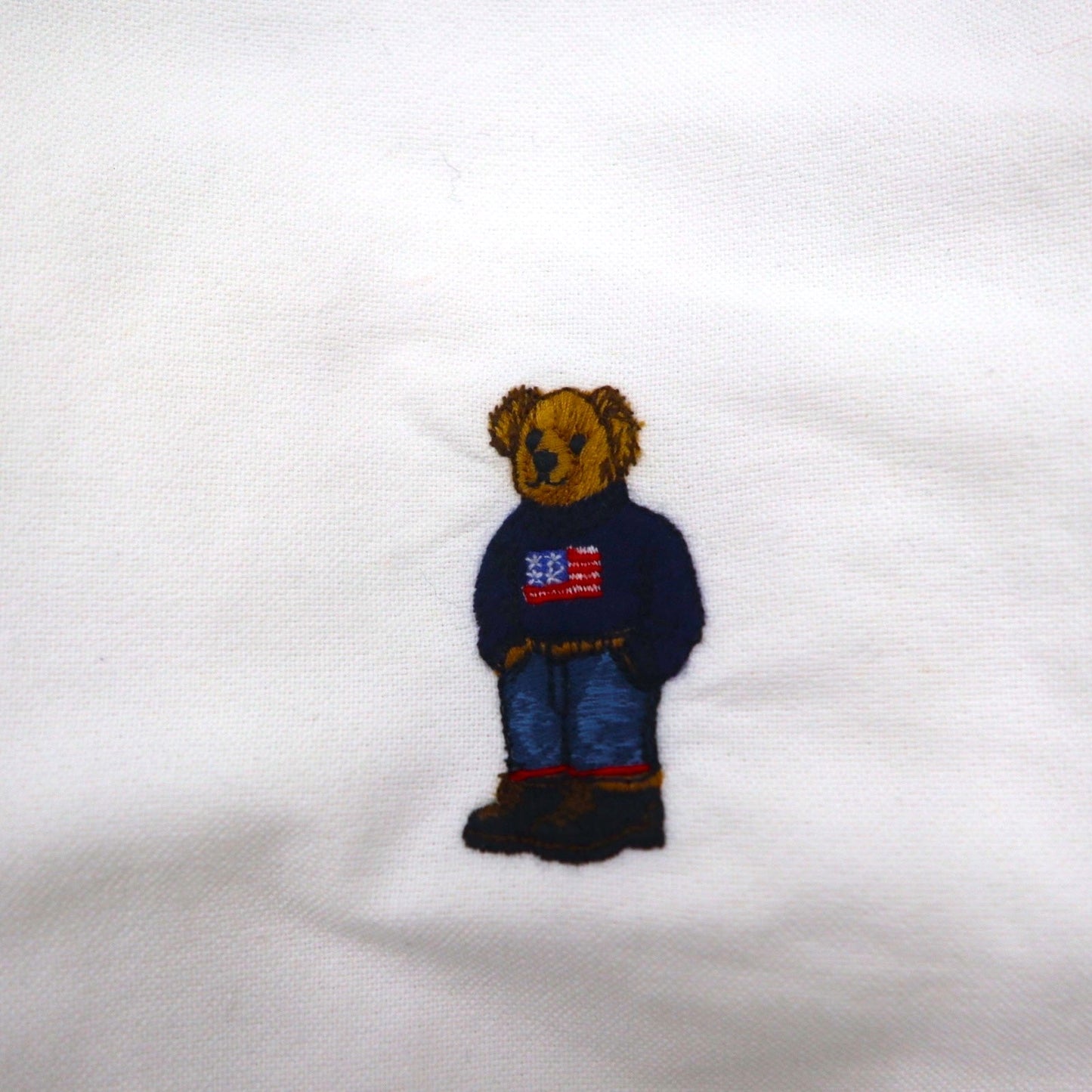 Ralph Lauren ポロベア オックスフォード ボタンダウン シャツ L ホワイト コットン 刺繍 ワンポイント
