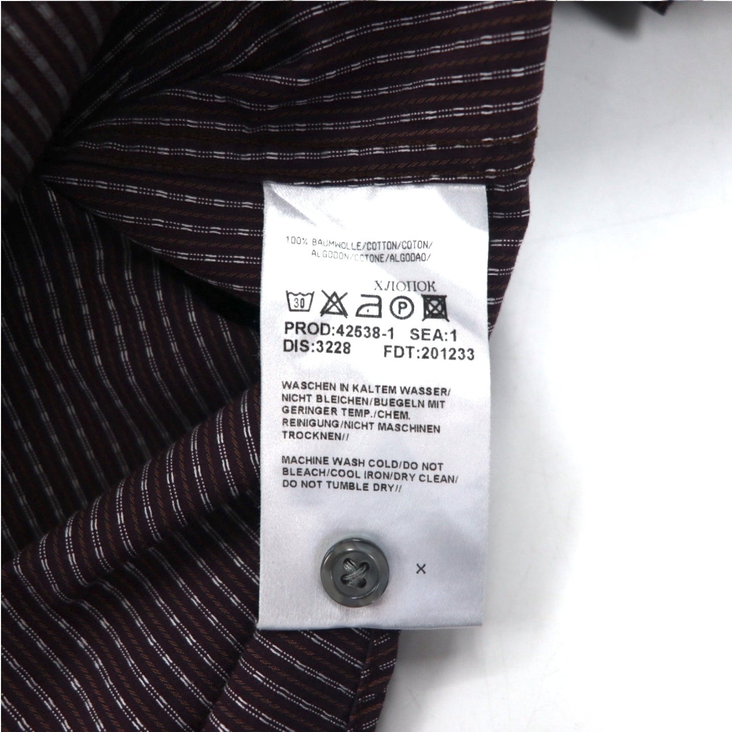 HUGO BOSS ドレスシャツ L ボルドー コットン 小紋柄