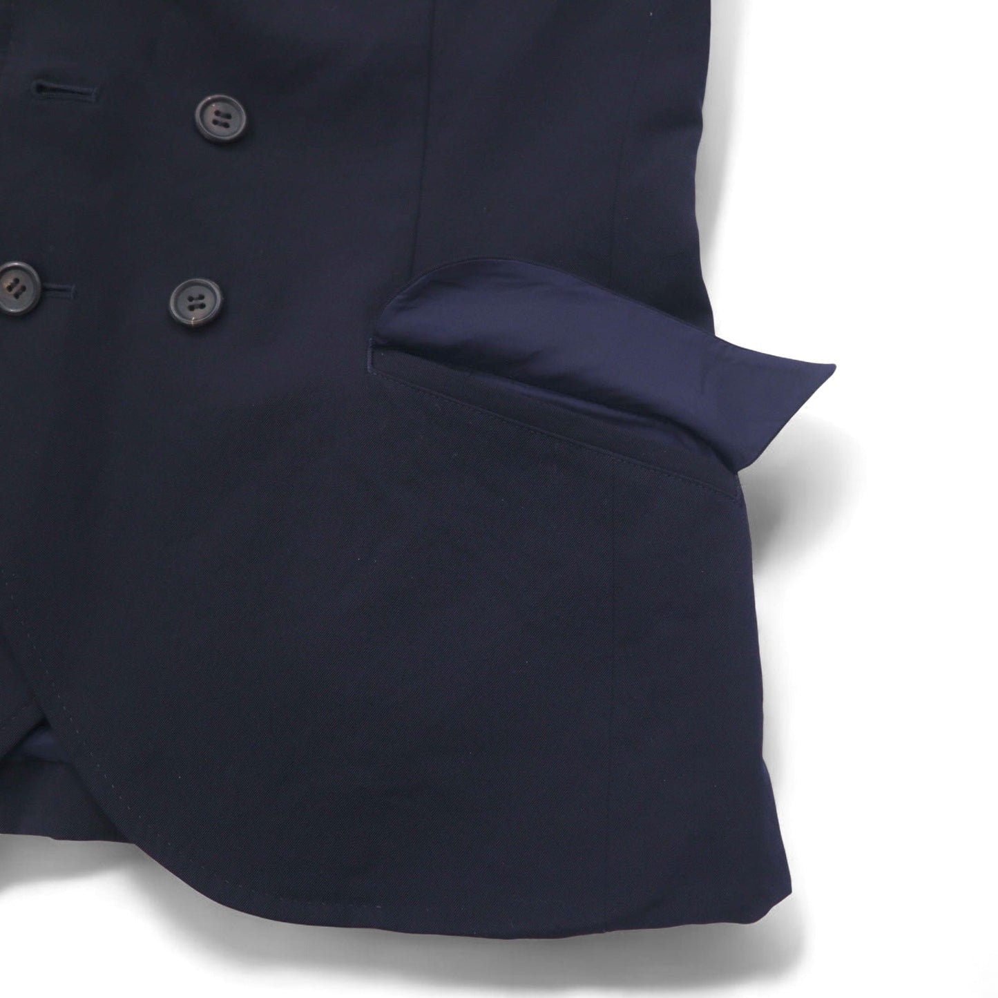Y's 90s Double-Breasted Tailored Jacket/Blazer, Navy Gabardine, Size S, YT-J06_100, Made in Japan