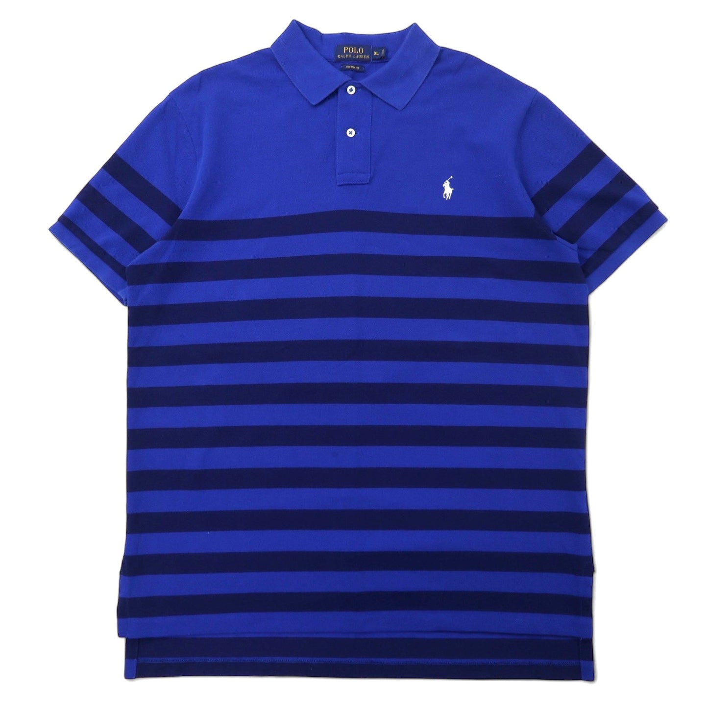 POLO RALPH LAUREN Striped Polo Shirt, XL, Blue/Navy, Cotton, Pique, Custom Fit, Small Pony Embroidery