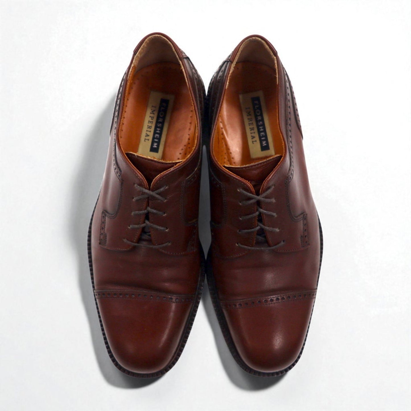 FLORSHEIM Imperial Straight-Tip Dress Shoes, Made in Italy, Size 27cm, Brown Leather, 93681
