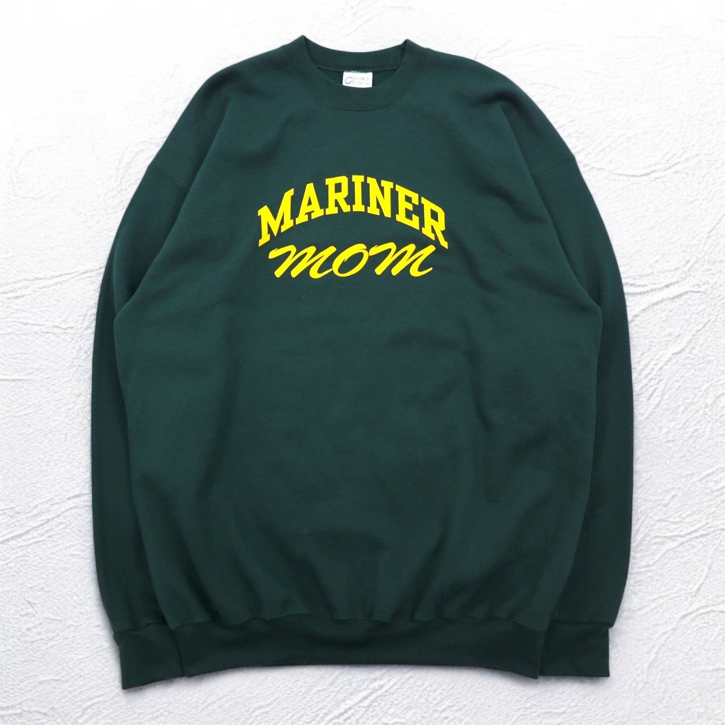 PORT & COMPANY College Print Sweatshirt, Size XL, Green, Fleece-Lined, Arch Logo, MARINER, Made in Honduras