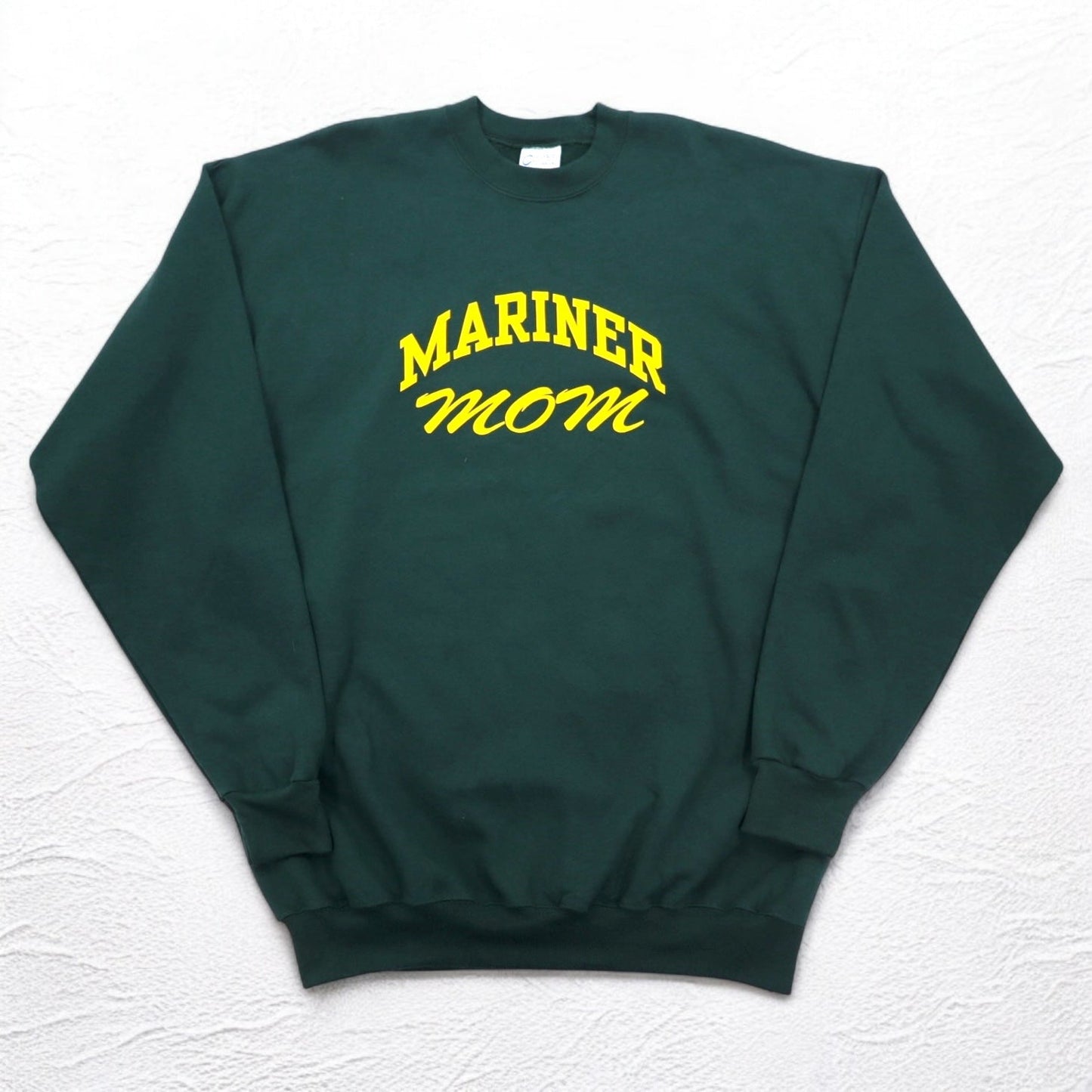 PORT & COMPANY College Print Sweatshirt, Size XL, Green, Fleece-Lined, Arch Logo, MARINER, Made in Honduras