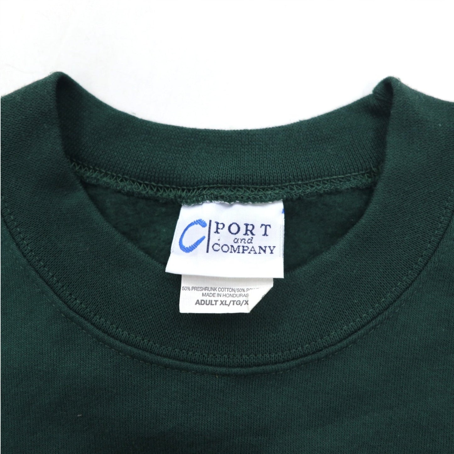 PORT & COMPANY College Print Sweatshirt, Size XL, Green, Fleece-Lined, Arch Logo, MARINER, Made in Honduras