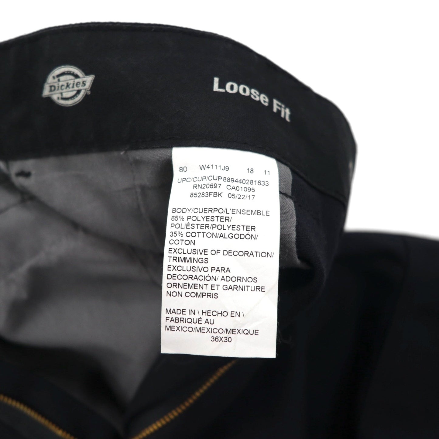 Dickies ルーズフィット LOOSE FIT ダブルニー ワークパンツ チノパンツ L ブラック 85283FBK メキシコ製