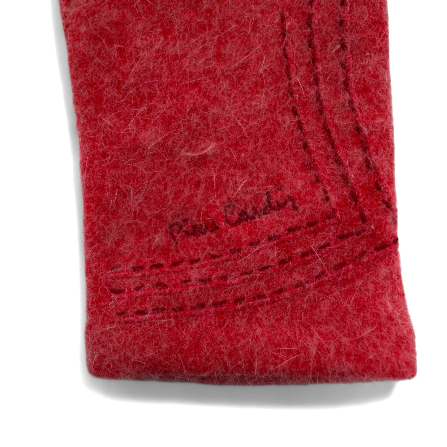 Pierre Cardin シャギーニット グローブ 手袋 ピンク ウール ステッチ ロゴ刺繍 レディース