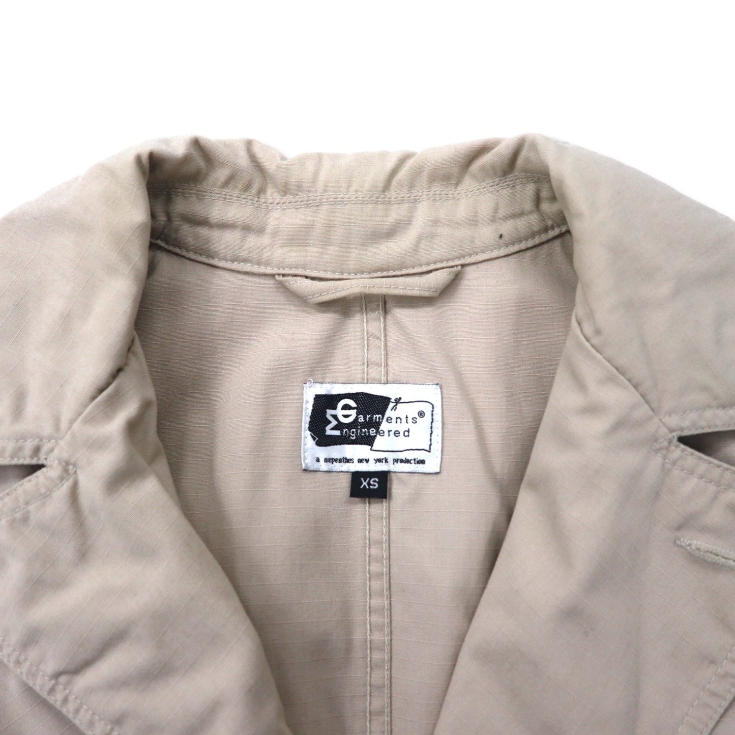 Engineered Garments USA-Made Ripstop Storm Bal-Collar Coat, Size XS, Beige, Nylon and Cotton