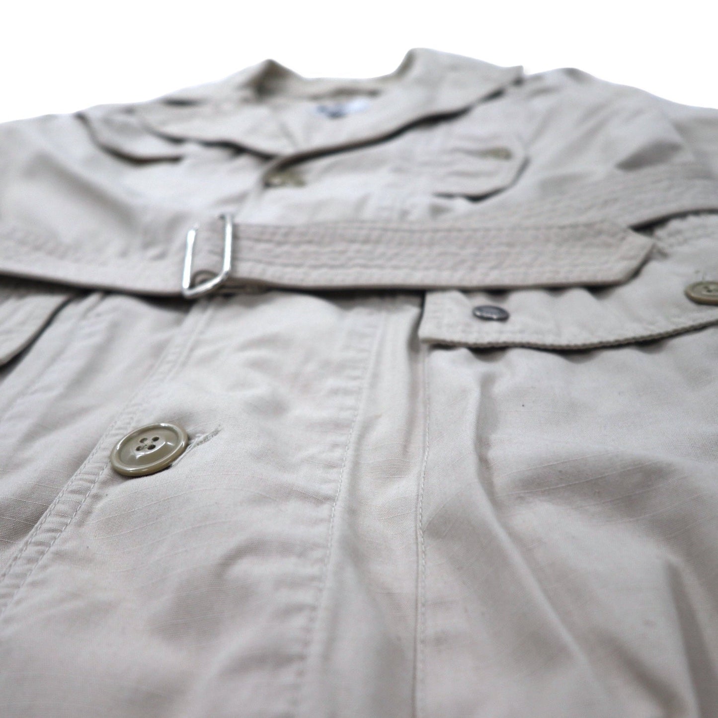 Engineered Garments USA-Made Ripstop Storm Bal-Collar Coat, Size XS, Beige, Nylon and Cotton