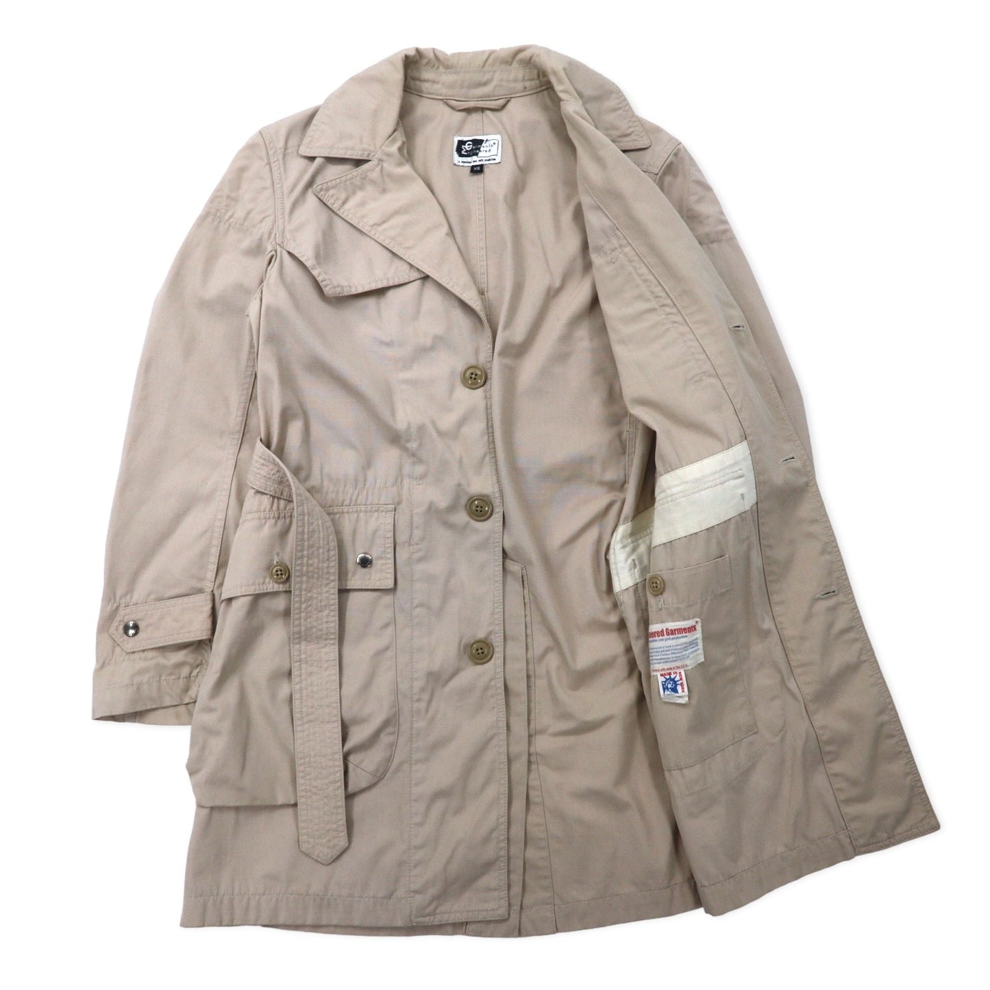 Engineered Garments USA-Made Ripstop Storm Bal-Collar Coat, Size XS, Beige, Nylon and Cotton