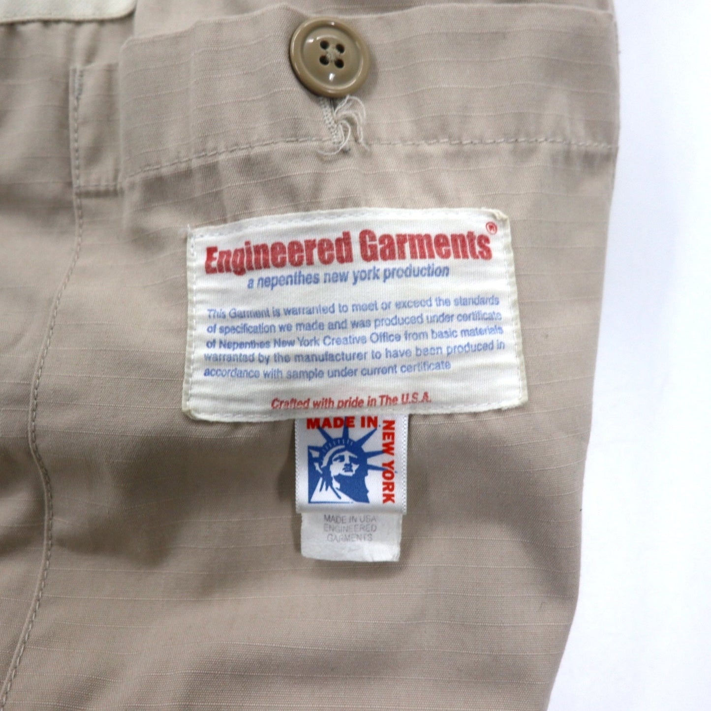 Engineered Garments USA-Made Ripstop Storm Bal-Collar Coat, Size XS, Beige, Nylon and Cotton