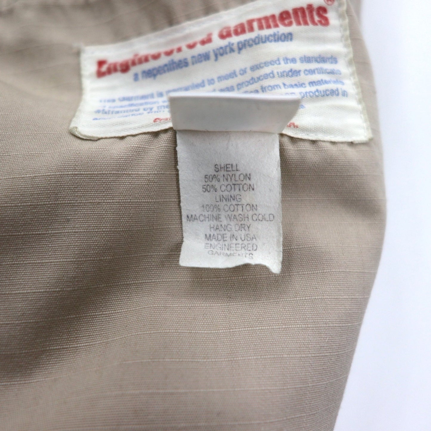 Engineered Garments USA-Made Ripstop Storm Bal-Collar Coat, Size XS, Beige, Nylon and Cotton
