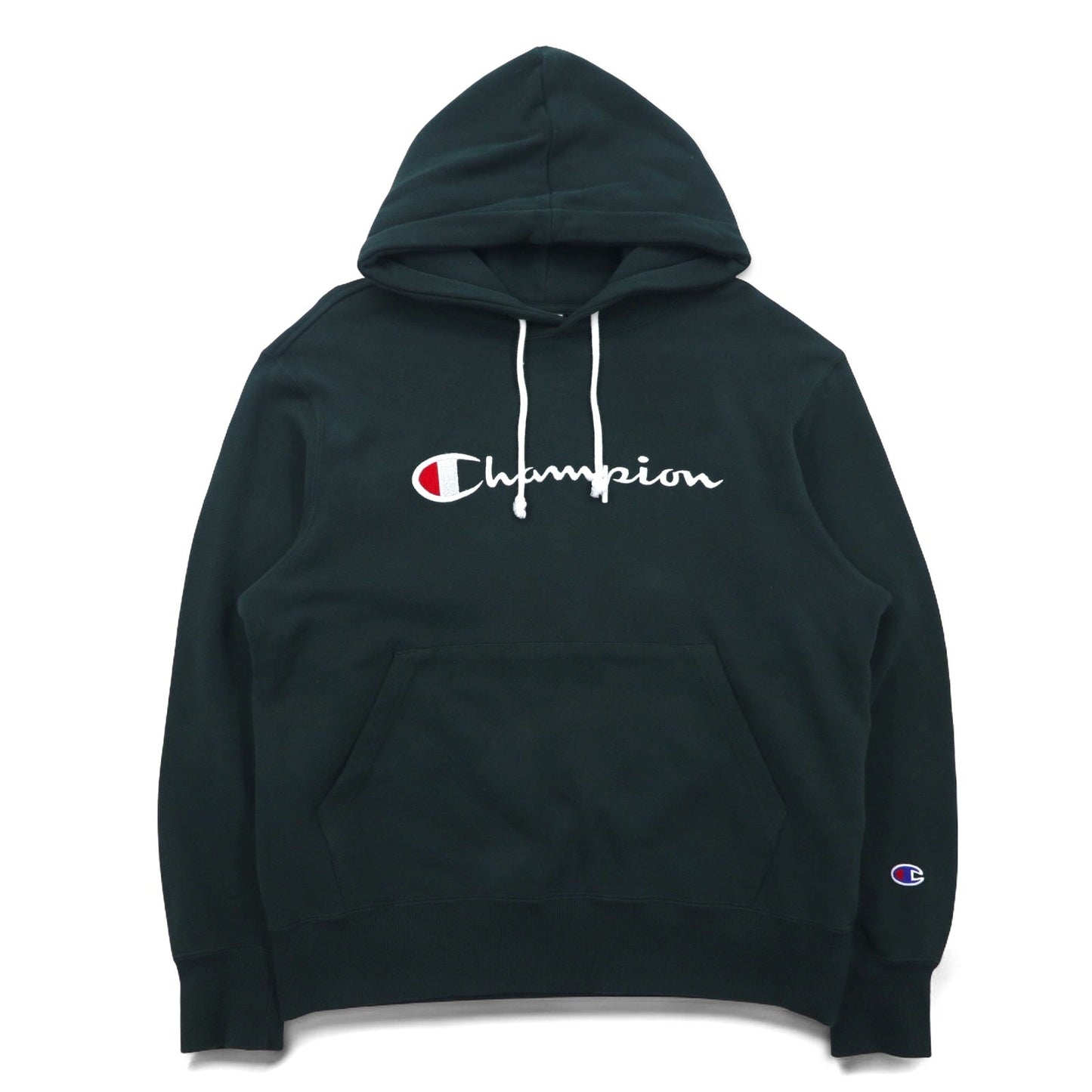 Champion Pullover Sweatshirt Hoodie, Size L, Green, Script Logo, CWSQ106R