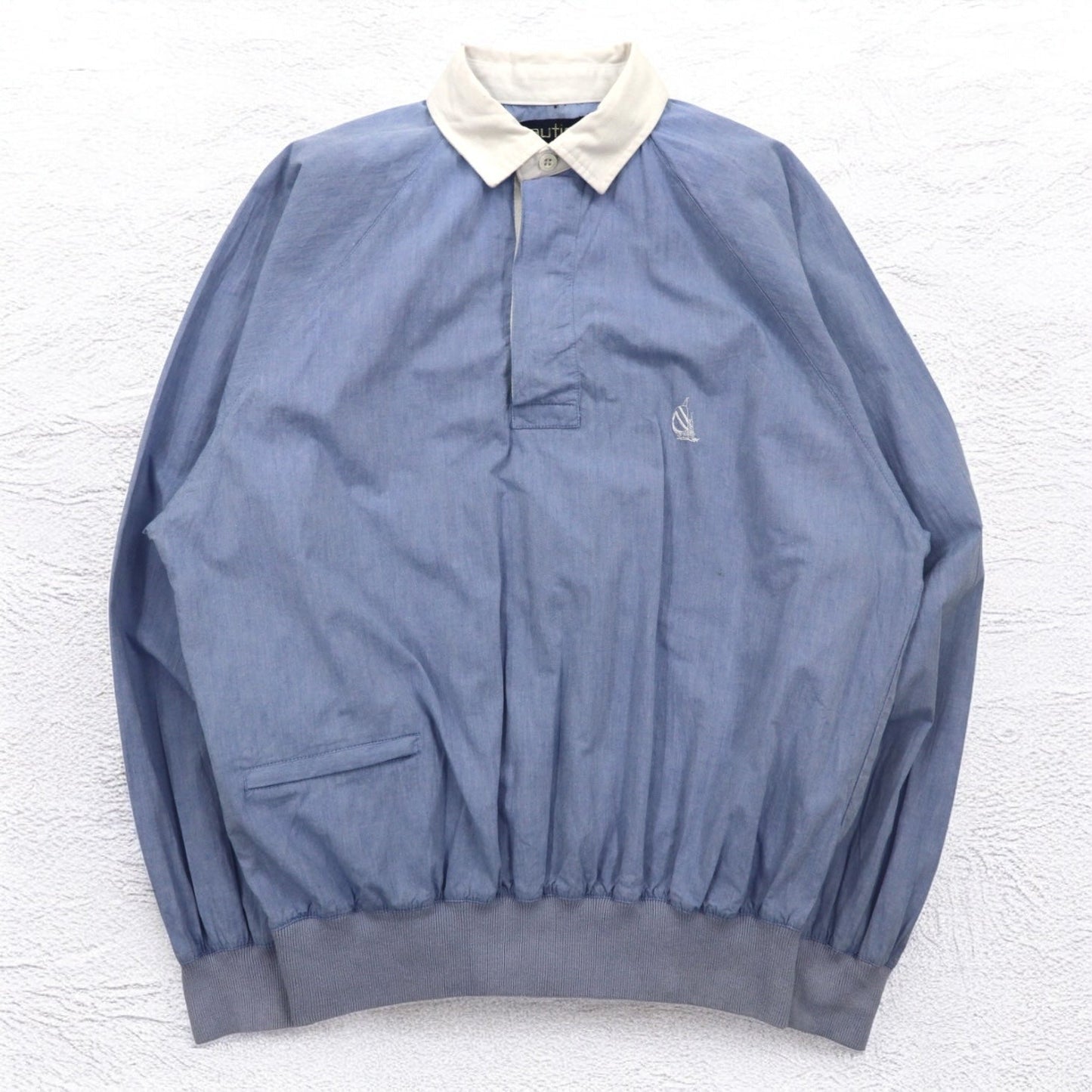 nautica 90年代 プルオーバー シャンブレーシャツ XL ブルー コットン ワンポイントロゴ刺繍