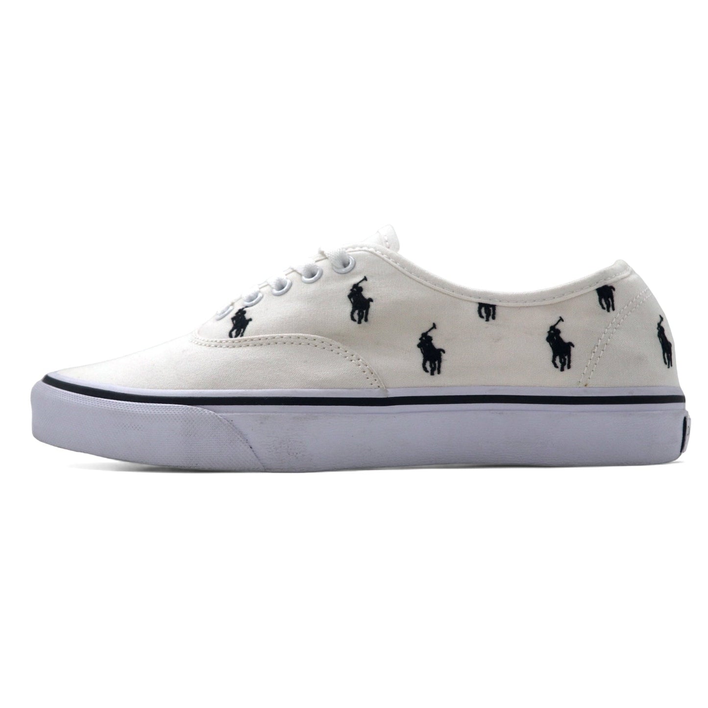POLO RALPH LAUREN オールオーバーポニー スニーカー 26cm ホワイト コットン キャンバス 刺繍 KEATON PONY AOPP