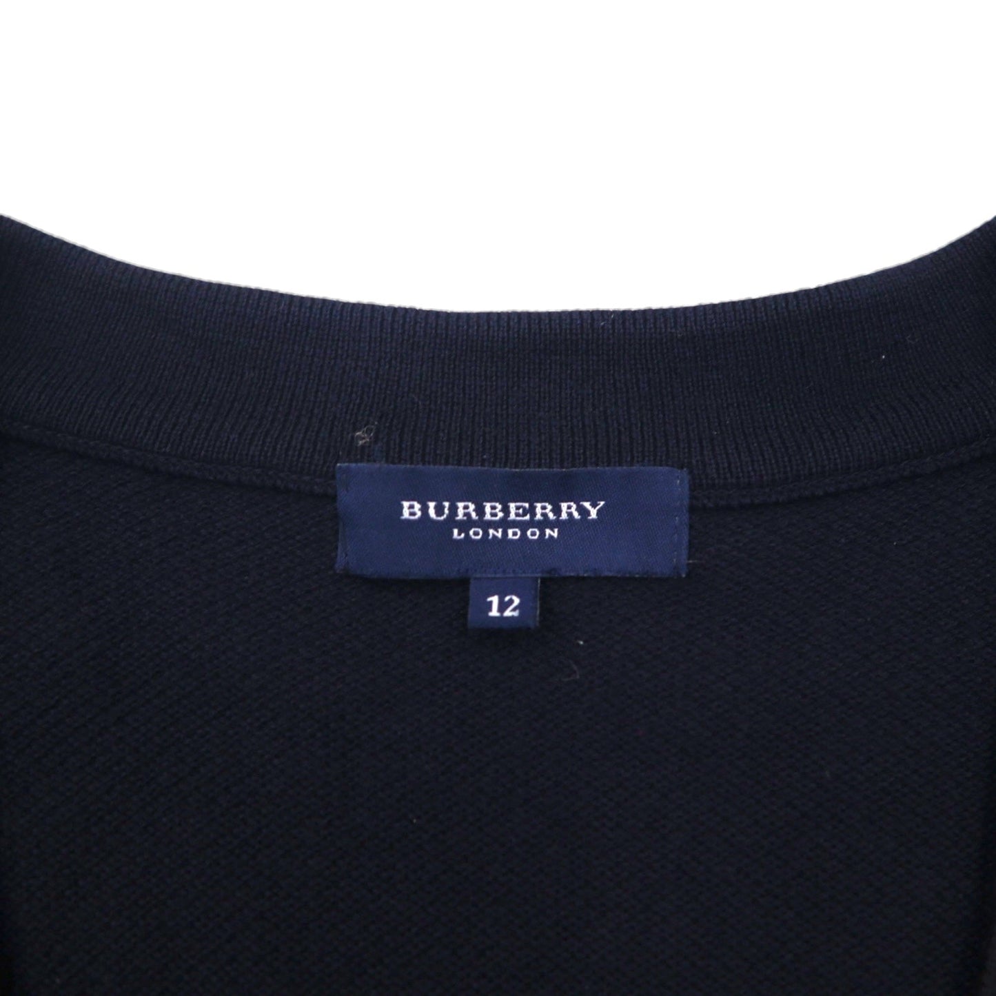 BURBERRY 鹿の子 Vネック ニット カーディガン XL ネイビー コットン