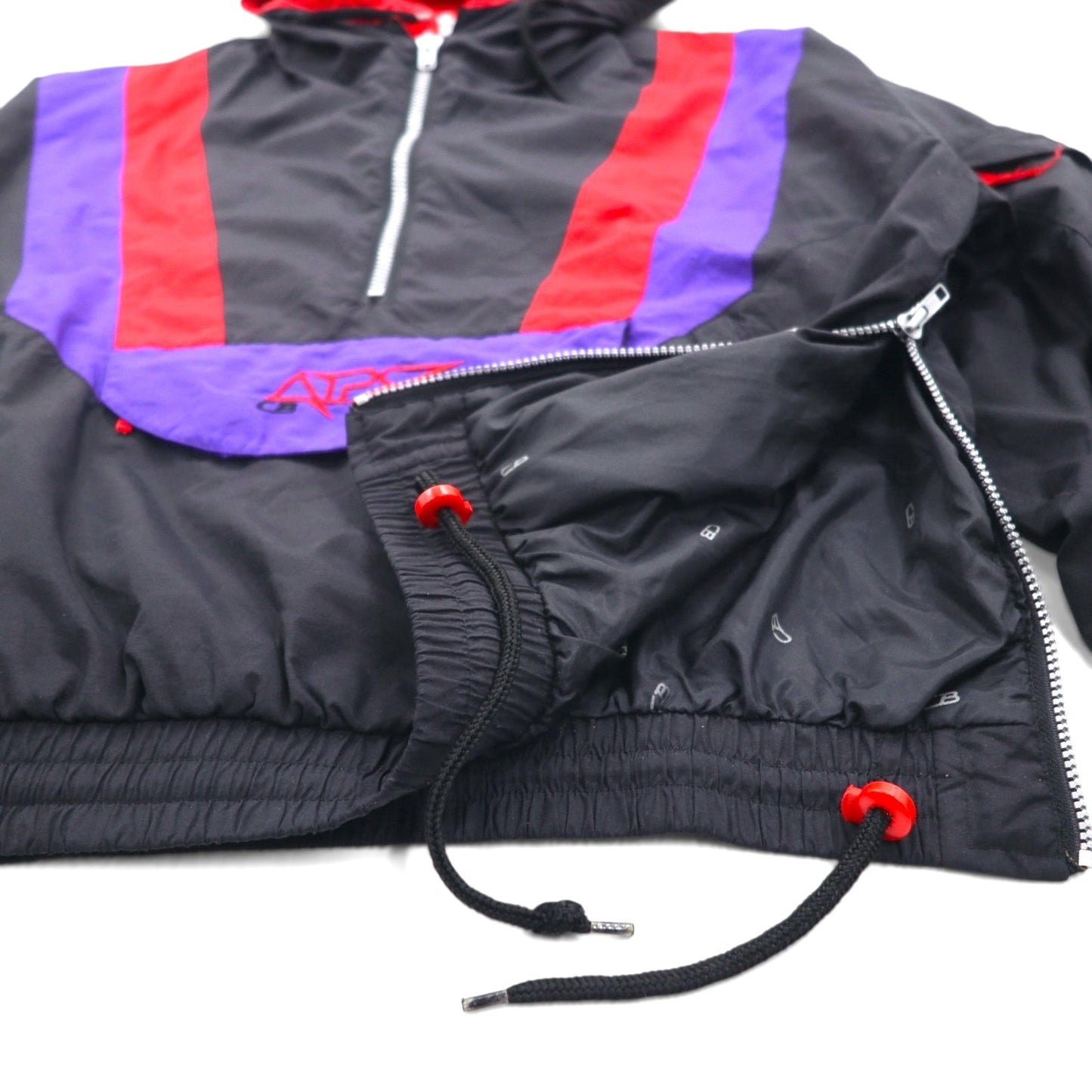 90s Vintage Anorak Parka 90年代 レイヤード アノラックパーカー XL カラーブロック ドローコード サイドジップ スリット APS CB SPORTS