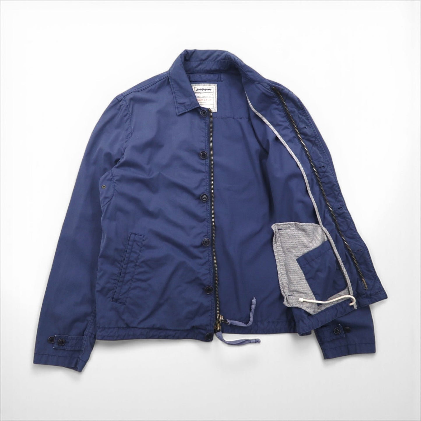 J.CREW マリンジャケット ヴィンテージ加工 カバーオール M チンストラップ ドローコード ダブルジップ 8504-05-3617 BROKEN IN