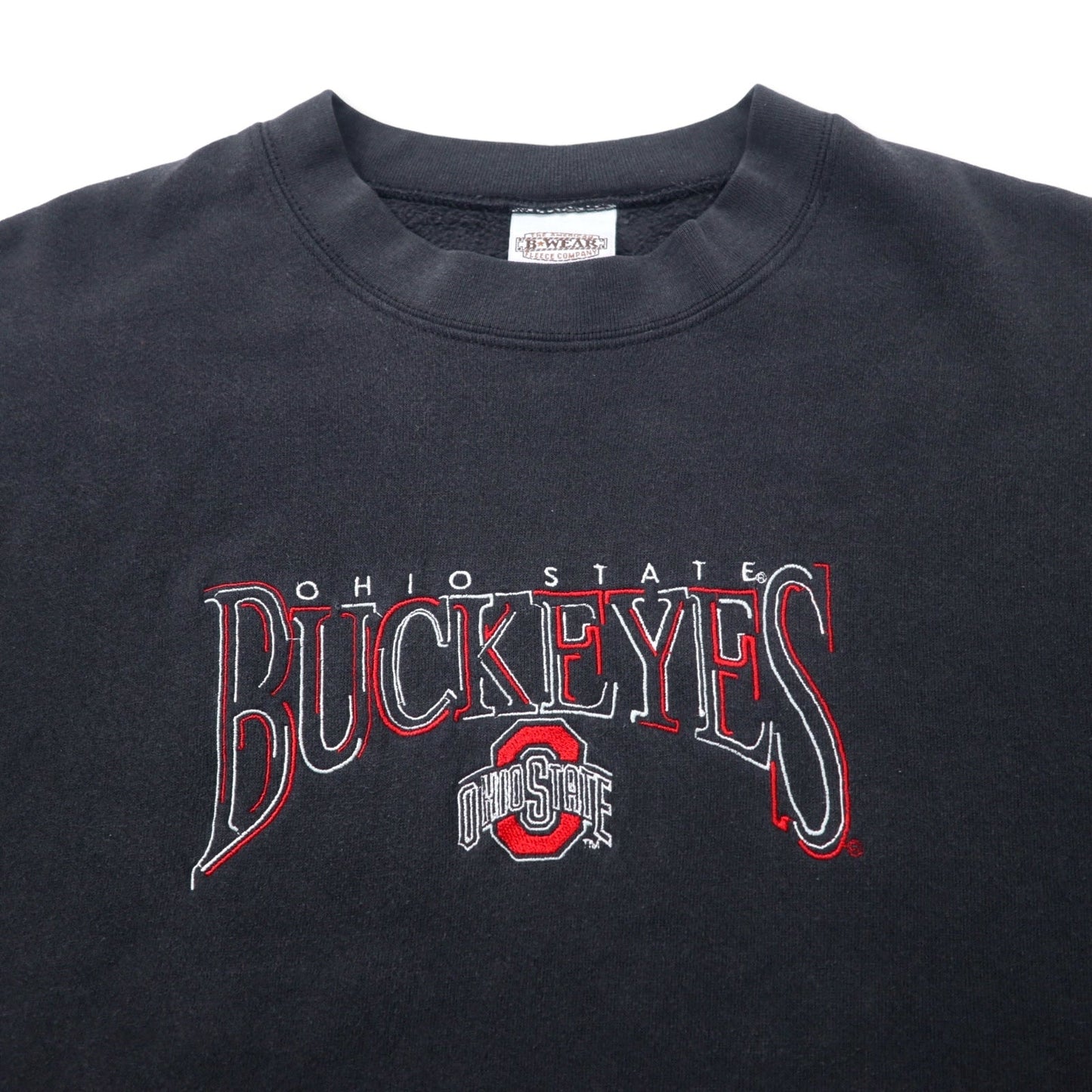 B WEAR USA Made 90s College Embroidered Sweatshirt, Black Cotton, XXL, Ohio State Buckeyes, Oversized