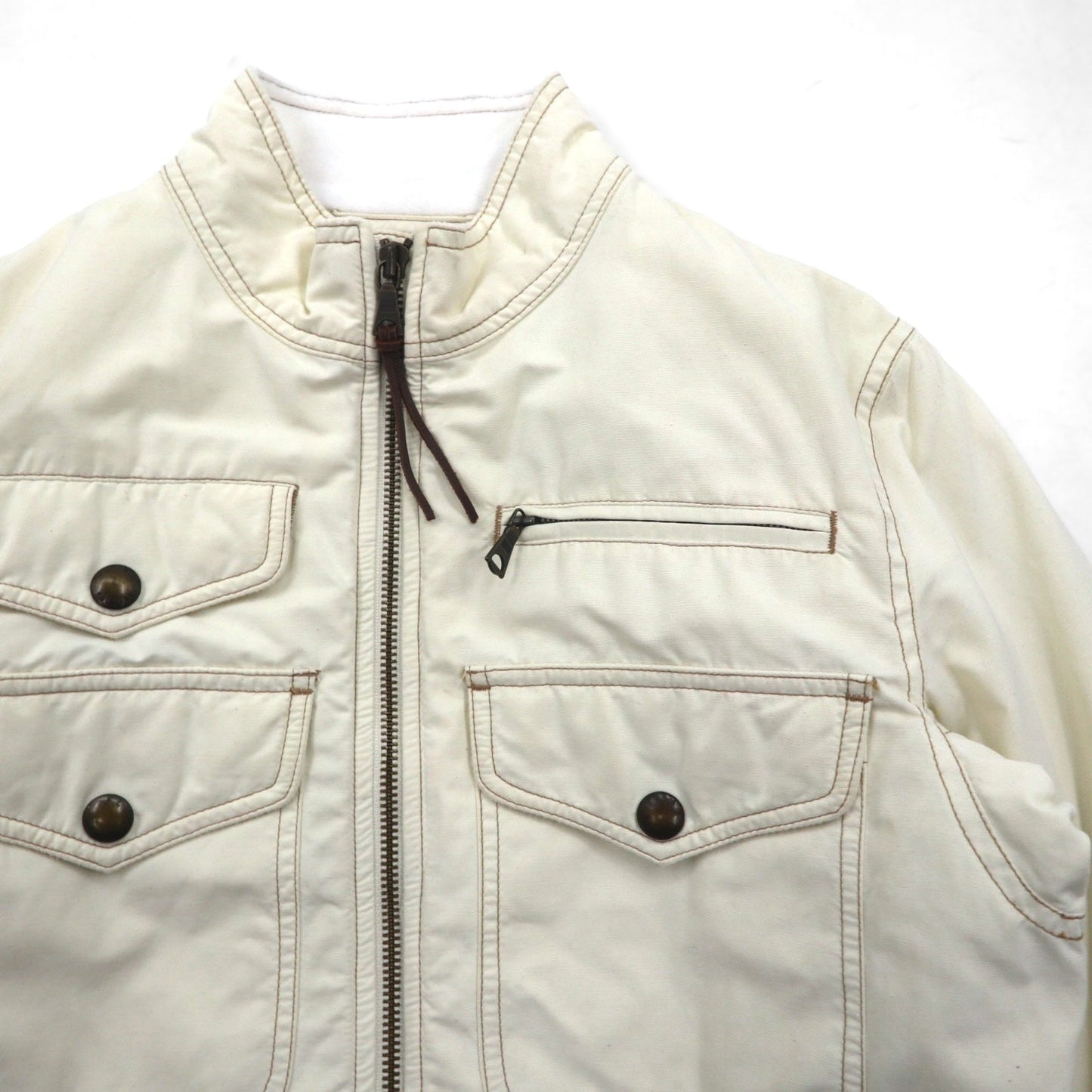 Ralph Lauren 90年代 モーターサイクルジャケット ライダースジャケット M ホワイト ナイロン 中綿 PRIMALOFT