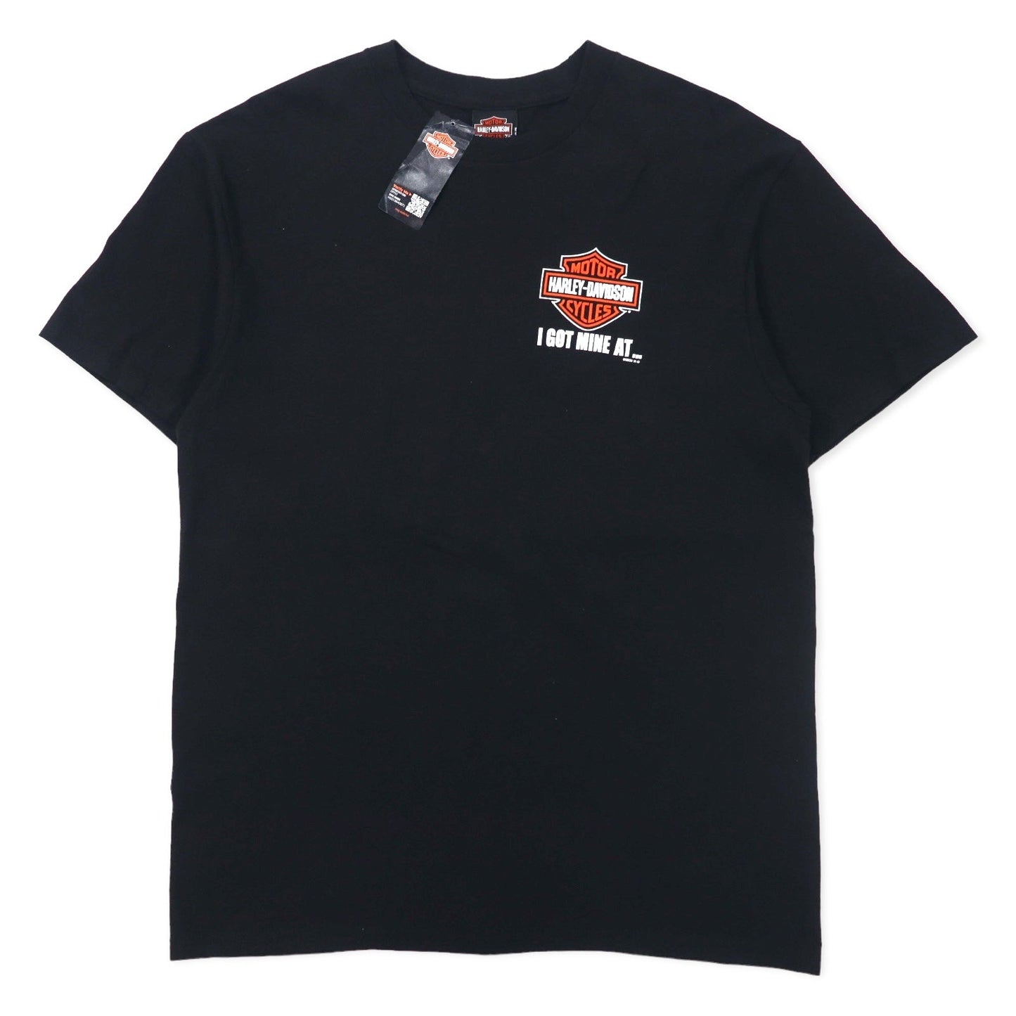 HARLEY DAVIDSON logo print T-shirt, size L, black cotton, made in Macon Georgia, Nicaragua. Unused.