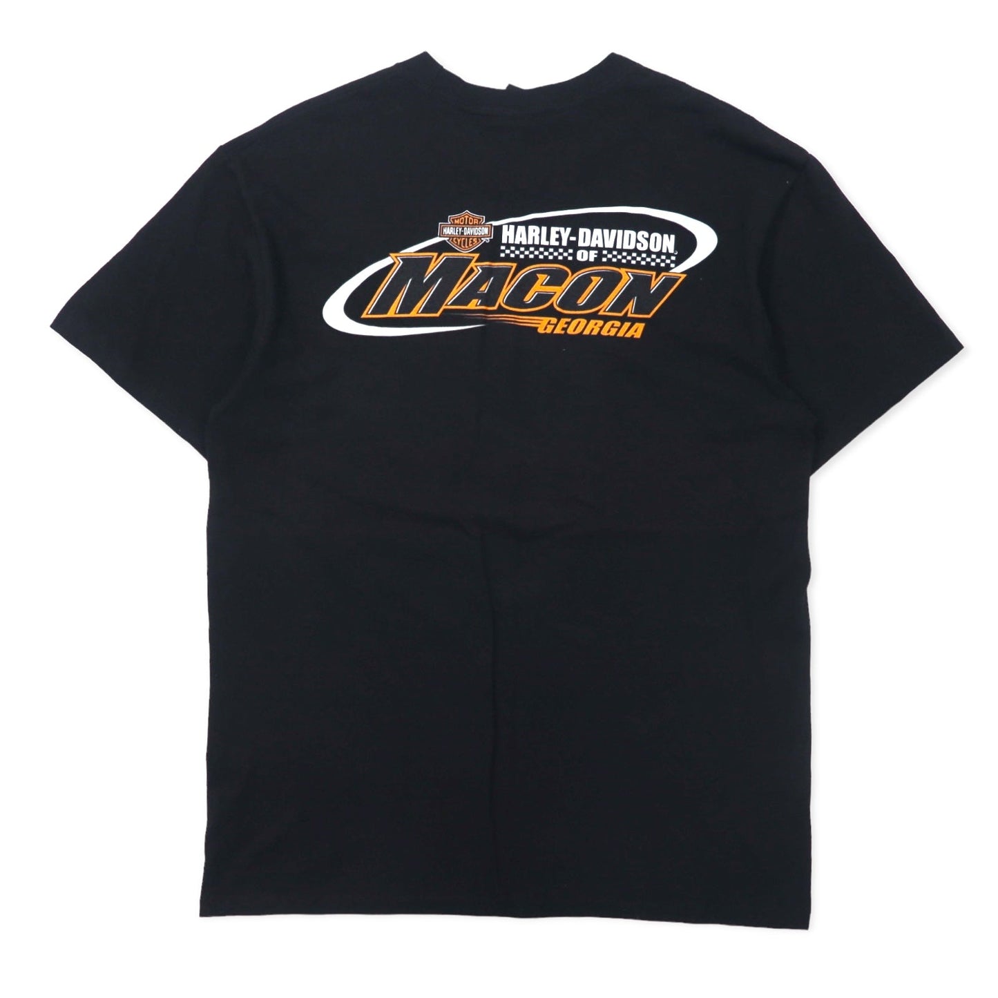 HARLEY DAVIDSON logo print T-shirt, size L, black cotton, made in Macon Georgia, Nicaragua. Unused.