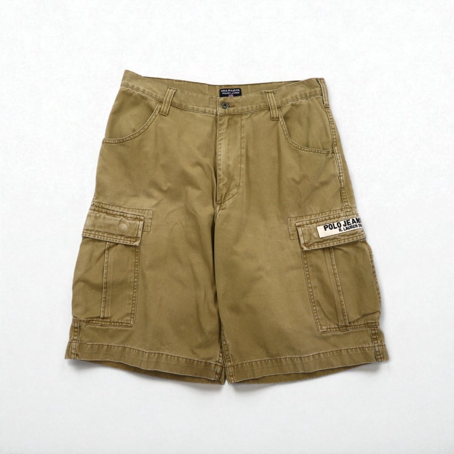 POLO JEANS COMPANY RALPH LAUREN Baggy Short Cargo Pants, Size L, Beige, Cotton